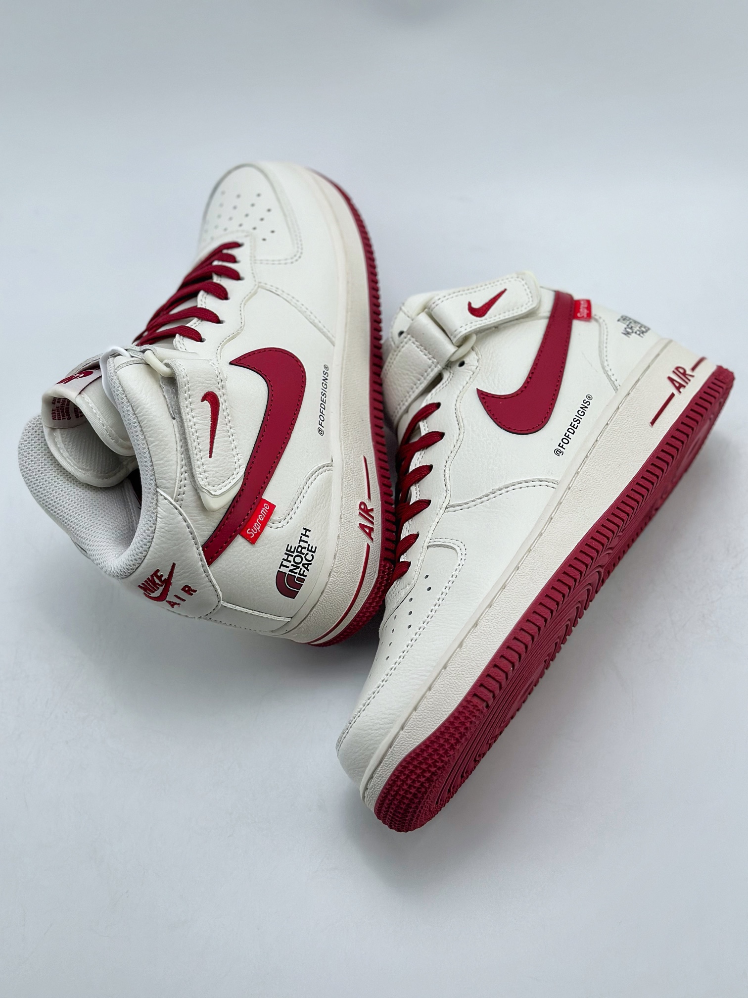 NikeAirForce1Mid07白红原楦头原纸板打造纯正中帮空军版型专注外贸渠道全掌内置蜂窝气垫原盒