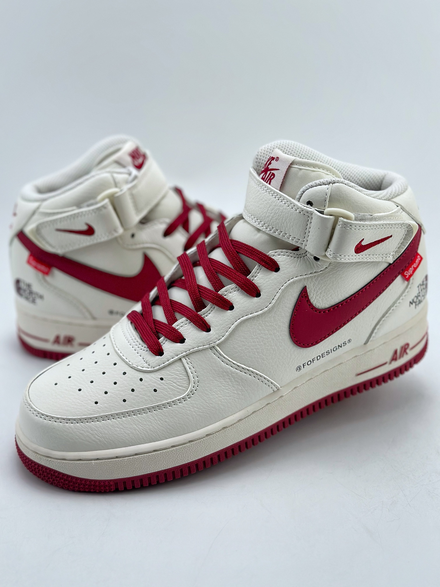 NikeAirForce1Mid07白红原楦头原纸板打造纯正中帮空军版型专注外贸渠道全掌内置蜂窝气垫原盒