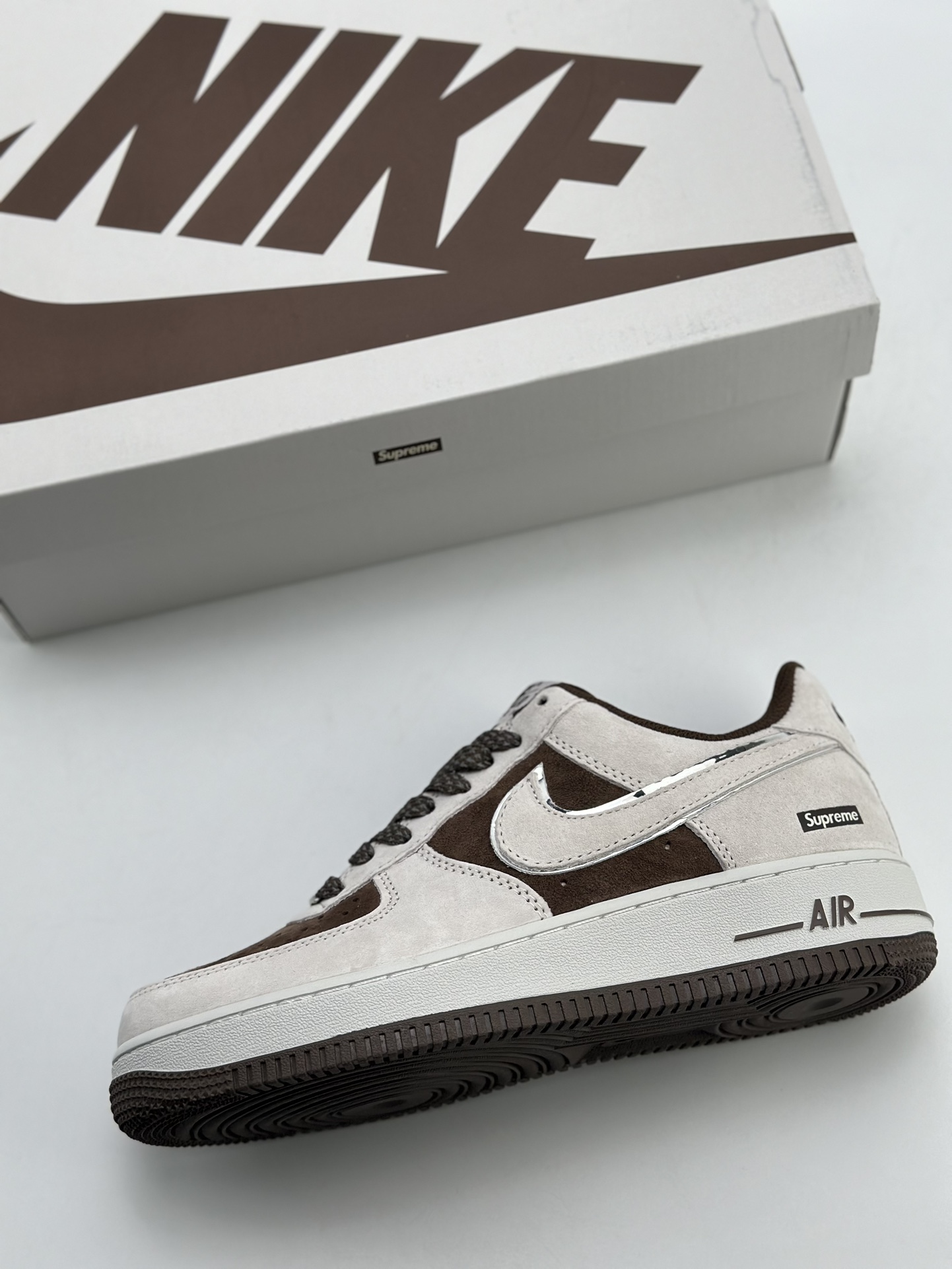 Nike Air Force 1 Low 07 x Supreme Grey Brown Suede 7