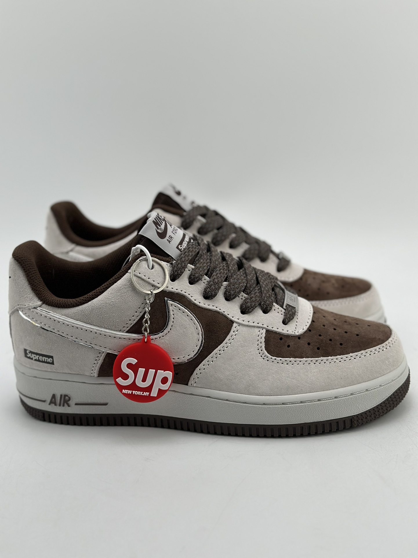 Nike Air Force 1 Low 07 x Supreme Grey Brown Suede 4