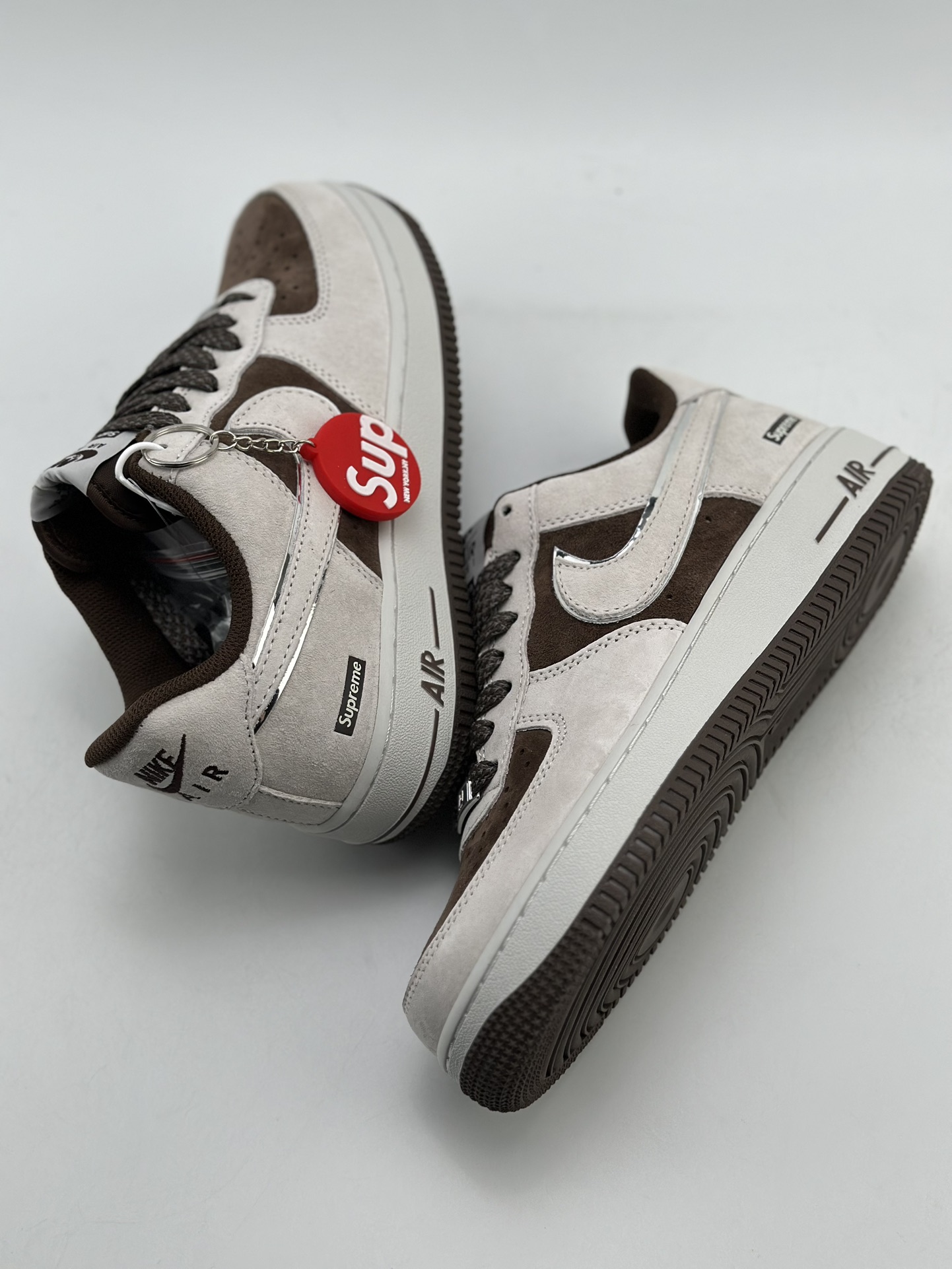 Nike Air Force 1 Low 07 x Supreme Grey Brown Suede 3