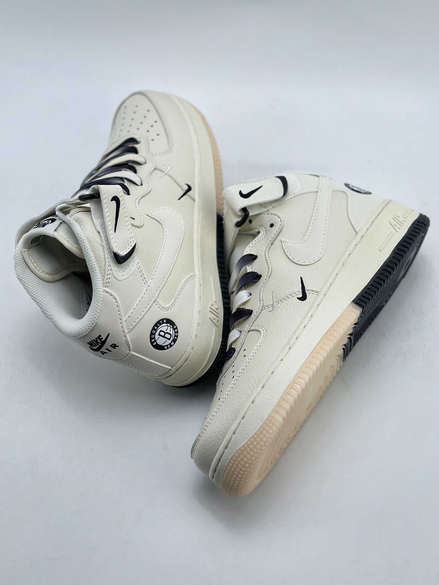 Nike Air Force 1 Mid 07 Logo Tape White Black Mini Swoosh 3