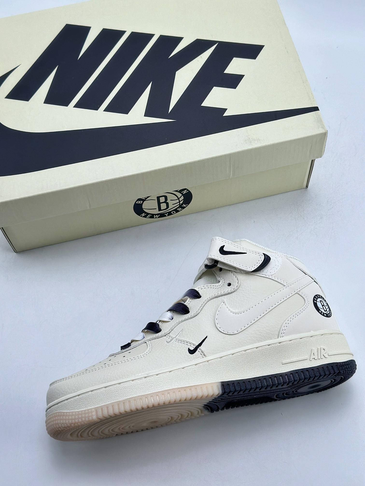 Nike Air Force 1 Mid 07 Logo Tape White Black Mini Swoosh 7