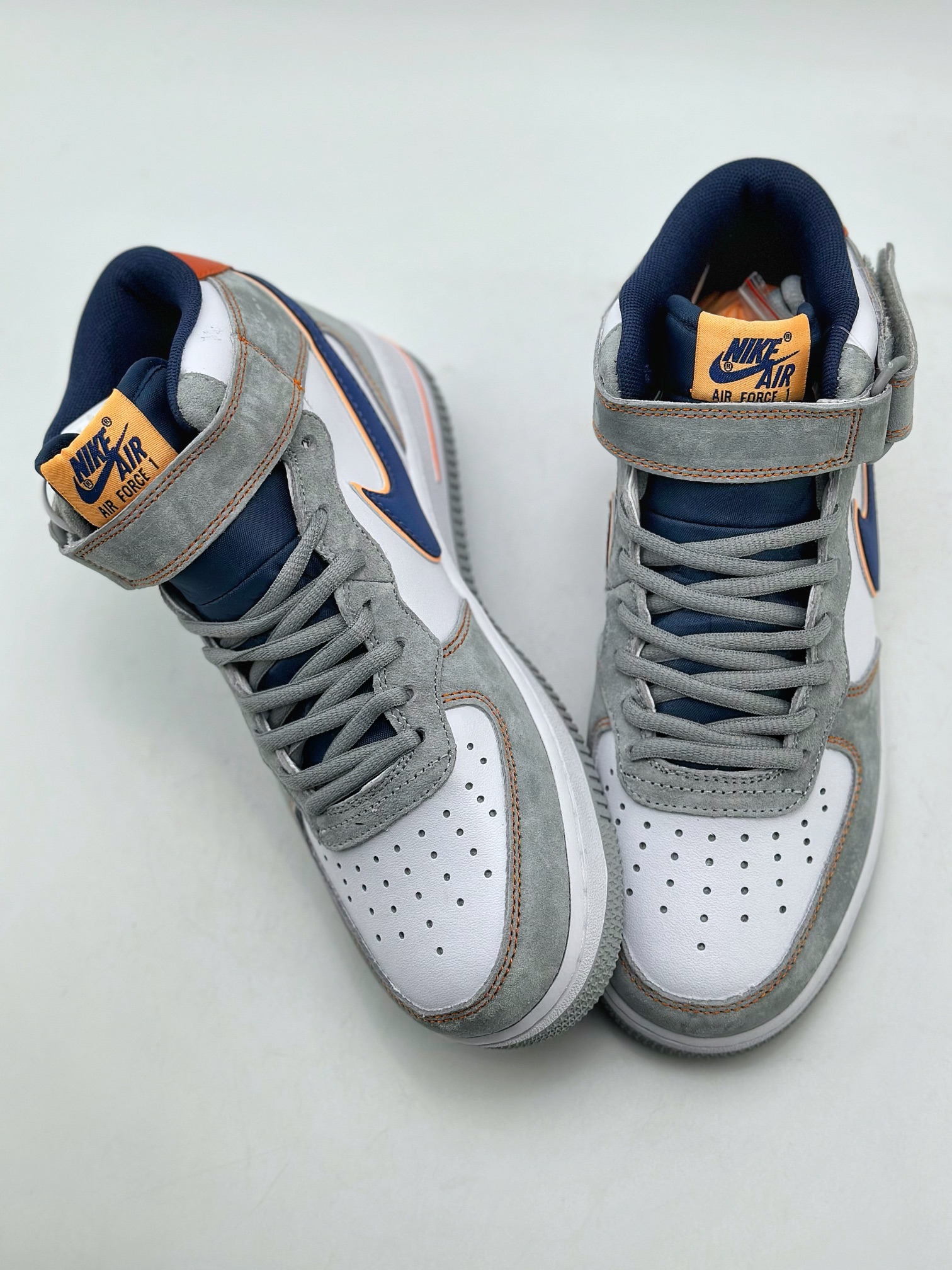 Nike Air Force 1 Mid 07 Suede Grey Blue Orange 2