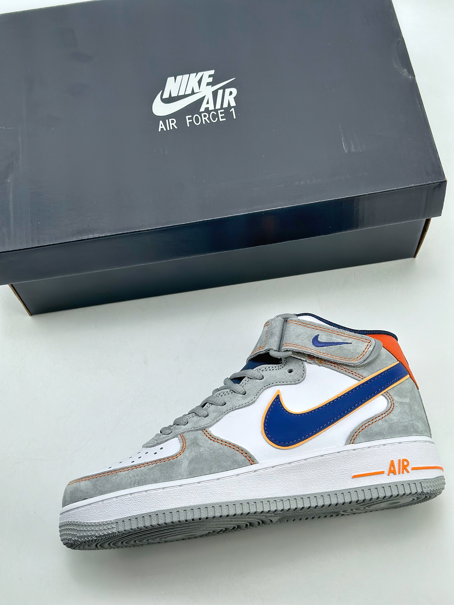 Nike Air Force 1 Mid 07 Suede Grey Blue Orange 7