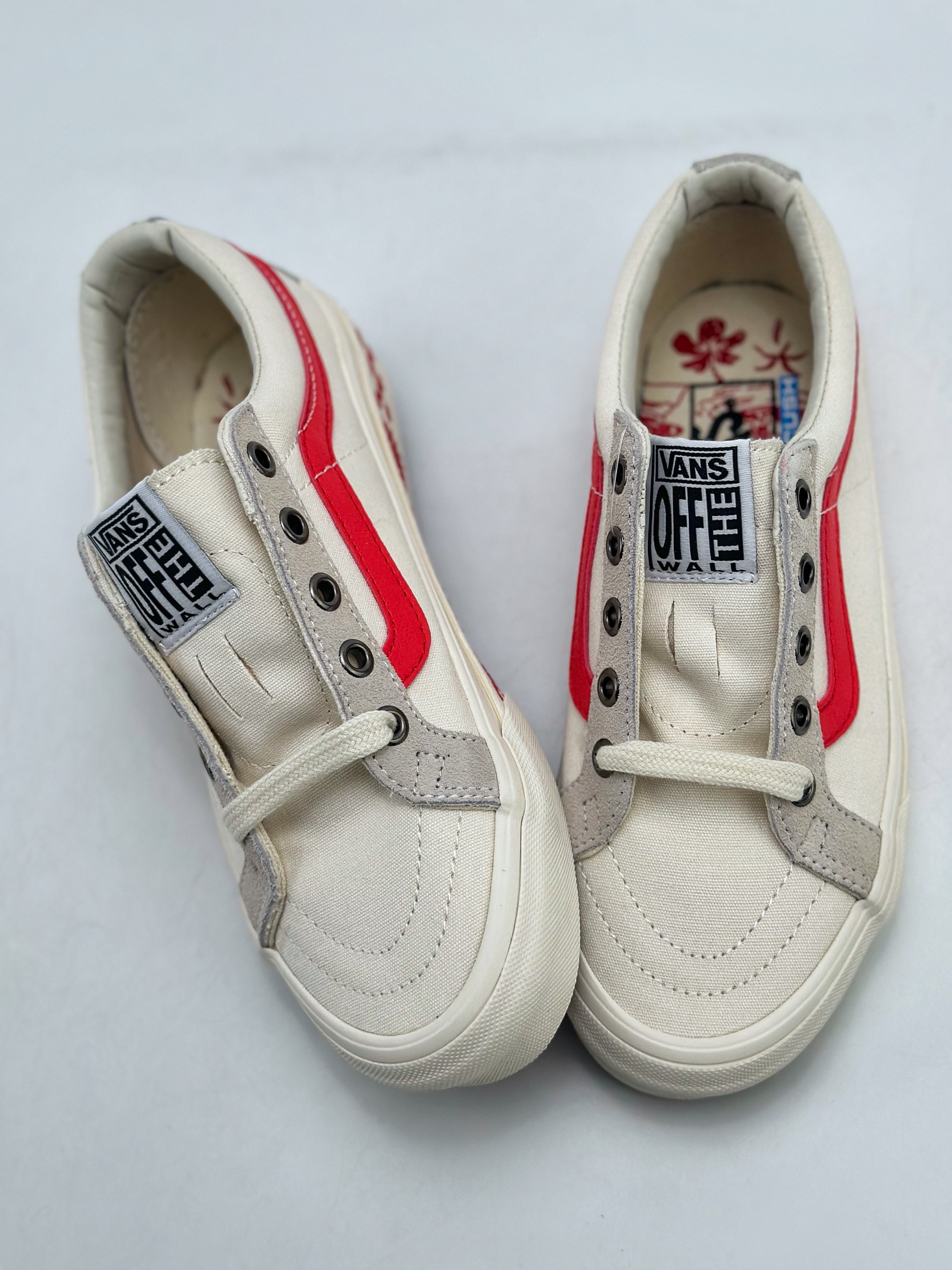 100 VANS SK8-LOW REISSUE SF白红 太阳棋盘格印花帆布滑板鞋