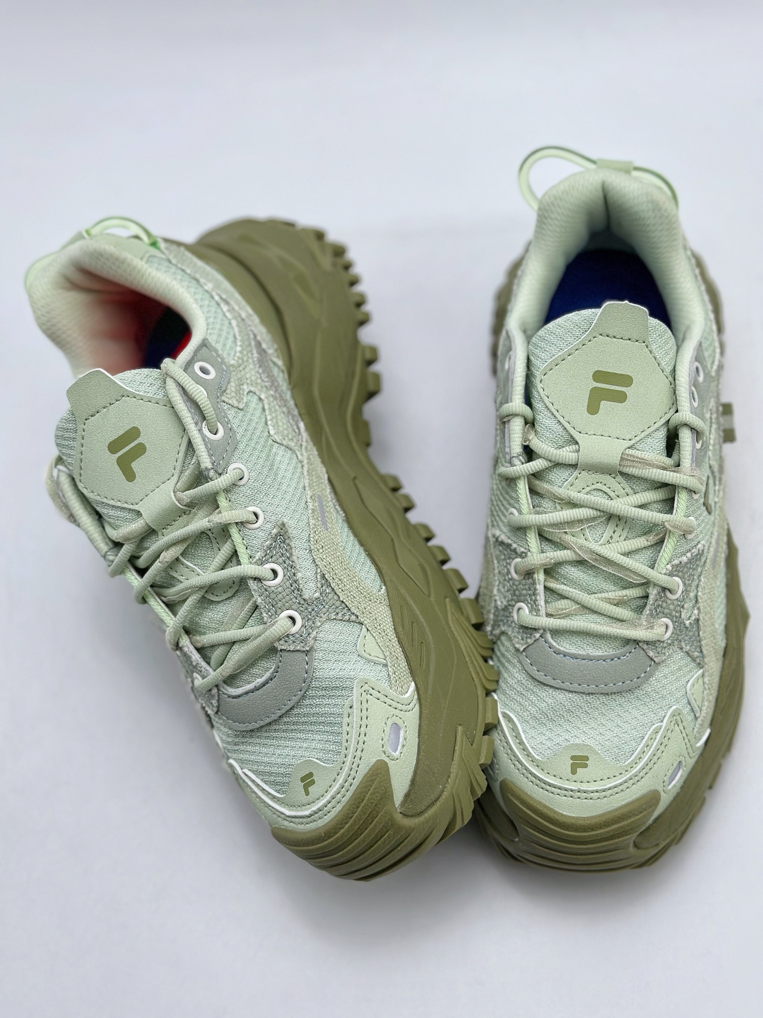 190 Fila Fusion Bianco Mule 硬糖系列老爹风增高厚底一脚蹬休闲运动半拖露跟慢跑鞋 T12W411303FFD