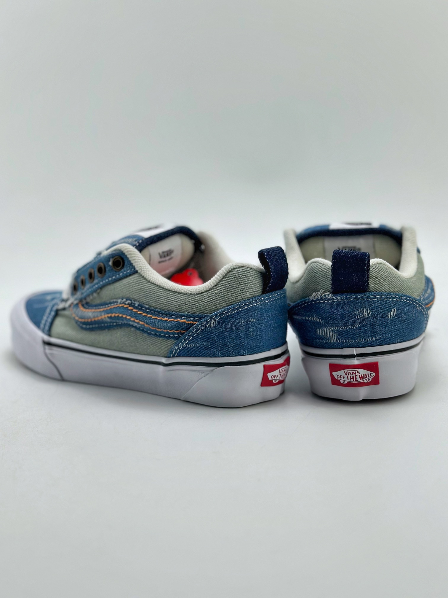 150   Vans knu skool 蓝色水洗牛仔布 男女低帮休闲鞋做旧撕裂胖胖面包鞋