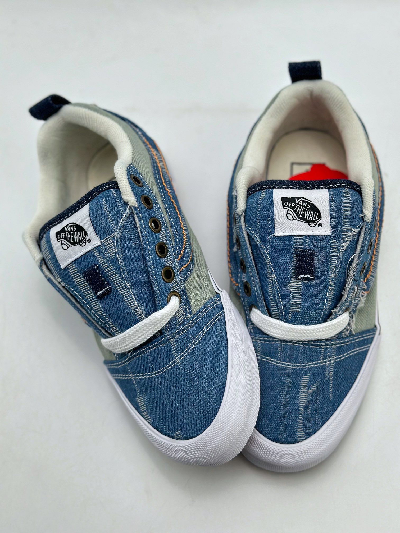 150   Vans knu skool 蓝色水洗牛仔布 男女低帮休闲鞋做旧撕裂胖胖面包鞋