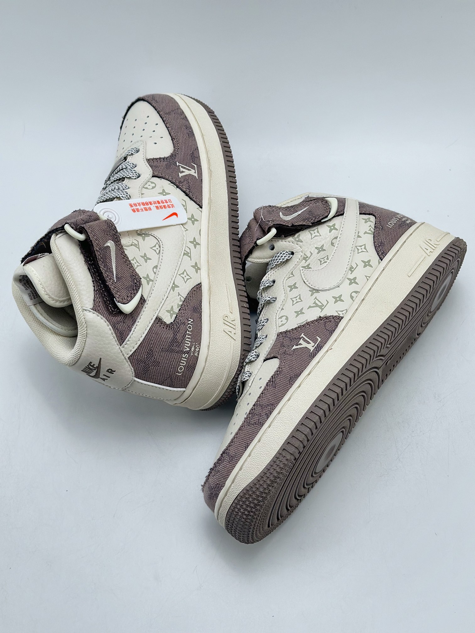 280 Nike Air Force 1 Mid 07 x Louis Vuitton 白棕牛仔布 DQ7688-300