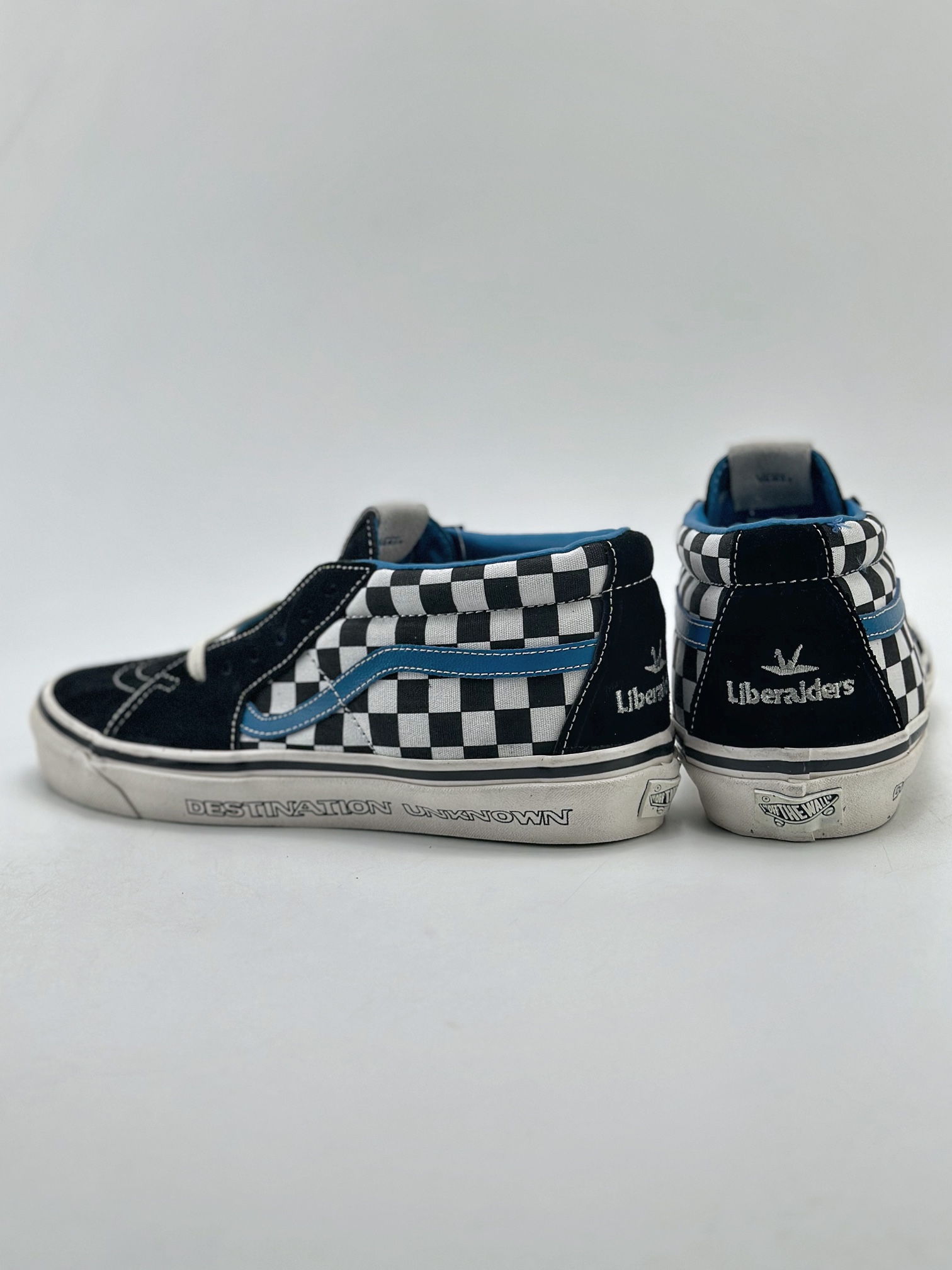 170 Vans SK8-Mid x Liberaiders 千纸鹤联名 黑白蓝棋盘格子