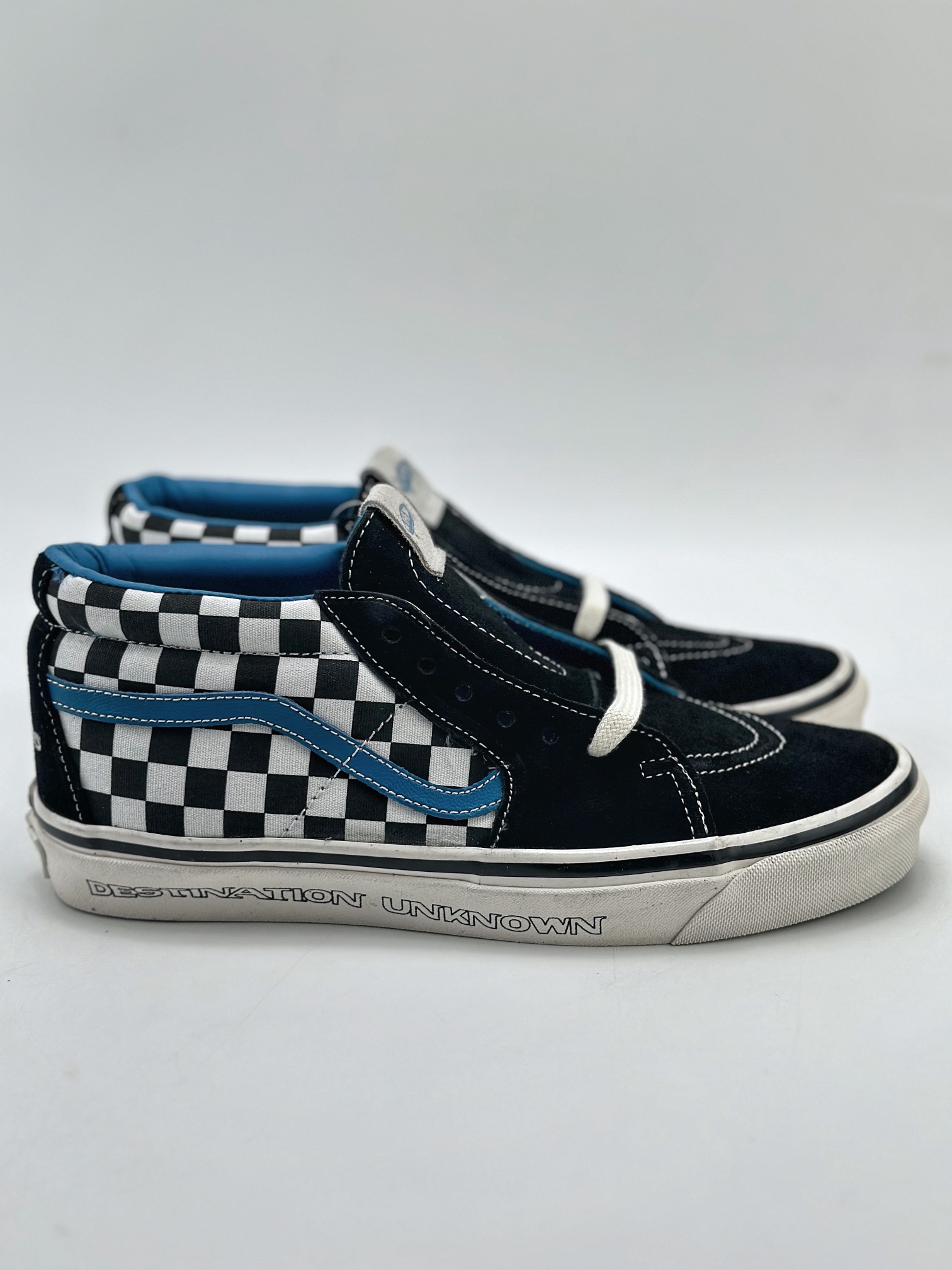 170 Vans SK8-Mid x Liberaiders 千纸鹤联名 黑白蓝棋盘格子