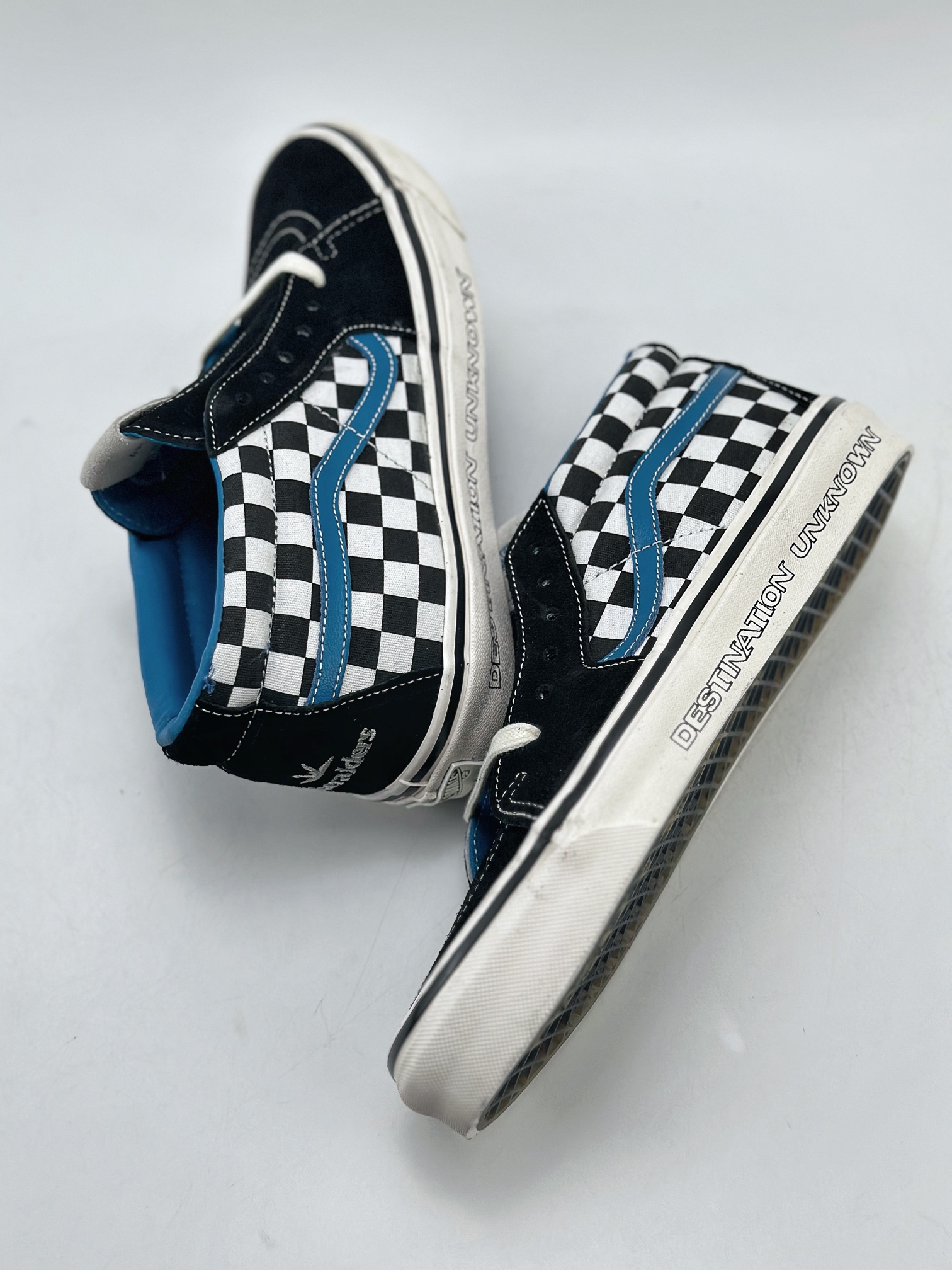 170 Vans SK8-Mid x Liberaiders 千纸鹤联名 黑白蓝棋盘格子