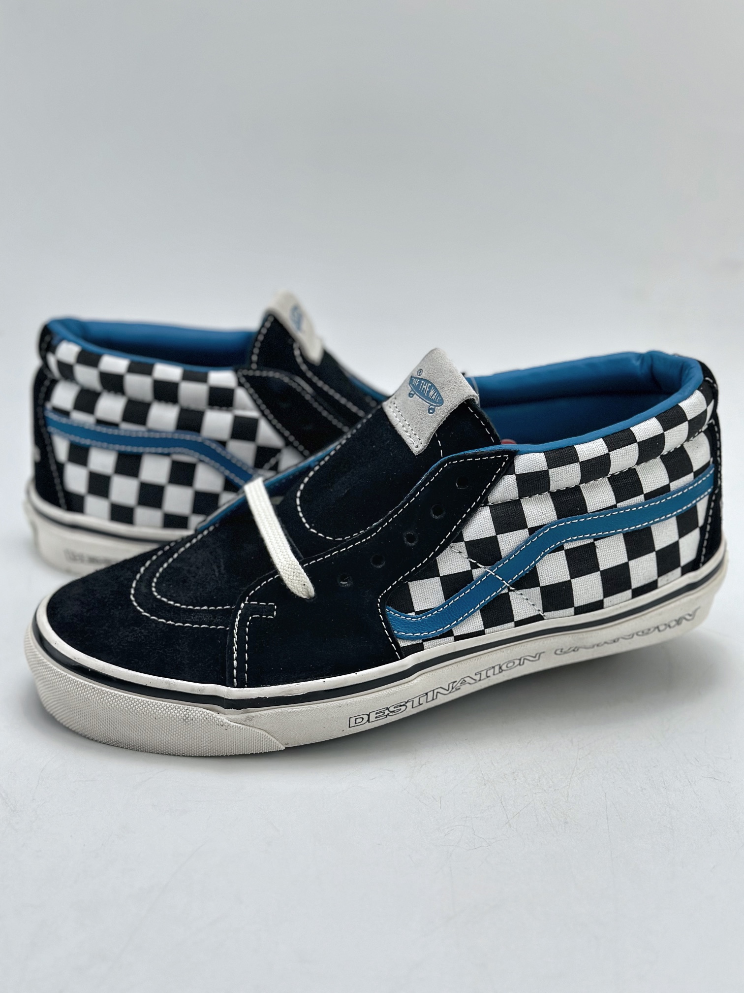 170 Vans SK8-Mid x Liberaiders 千纸鹤联名 黑白蓝棋盘格子