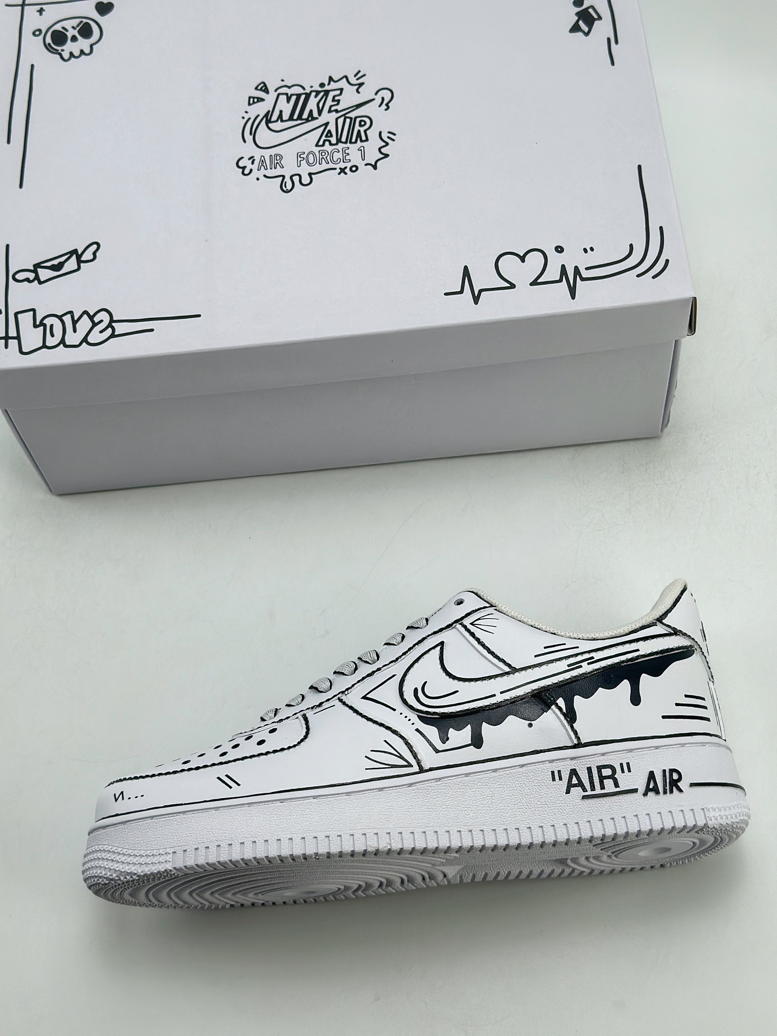 260 Nike Air Force 1 Low 07 科技主题 二次元未来世界 黑白涂鸦线稿