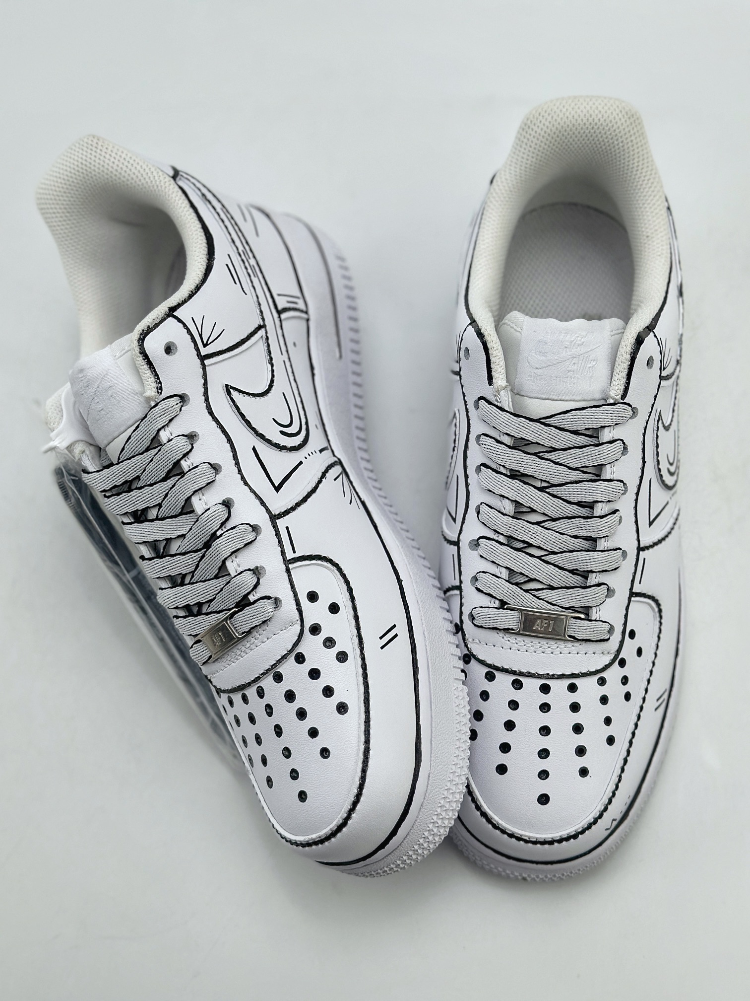 260 Nike Air Force 1 Low 07 科技主题 二次元未来世界 黑白涂鸦线稿