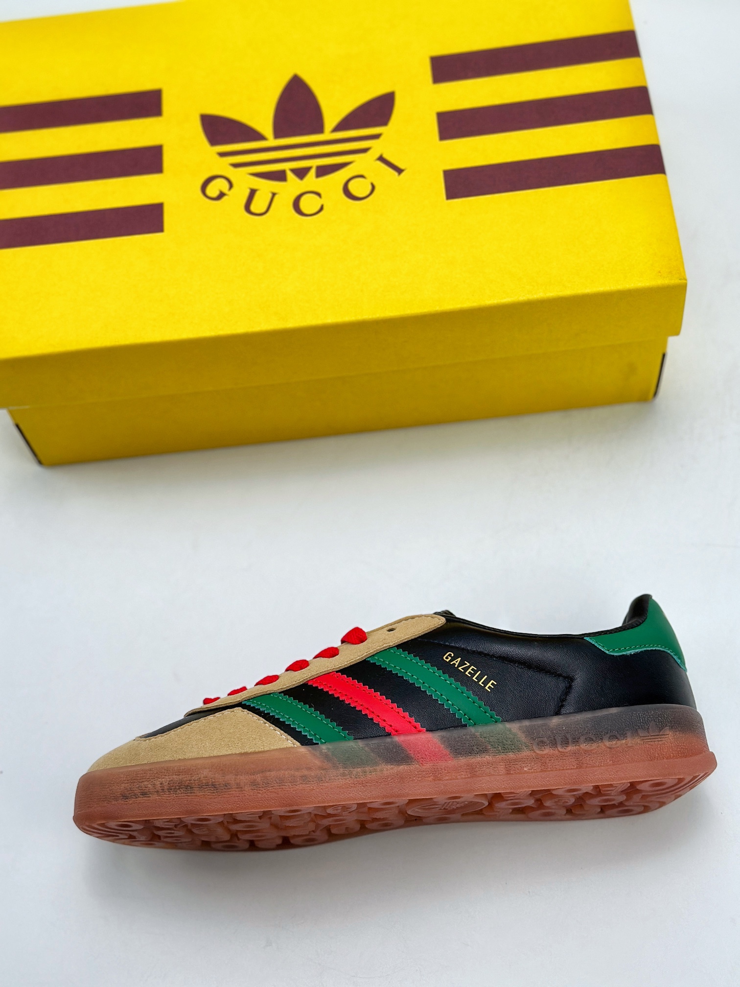 150 adidas Originals x Gucci Gazelle 古驰联名 三叶草休闲防滑耐磨低帮板鞋 IA9089