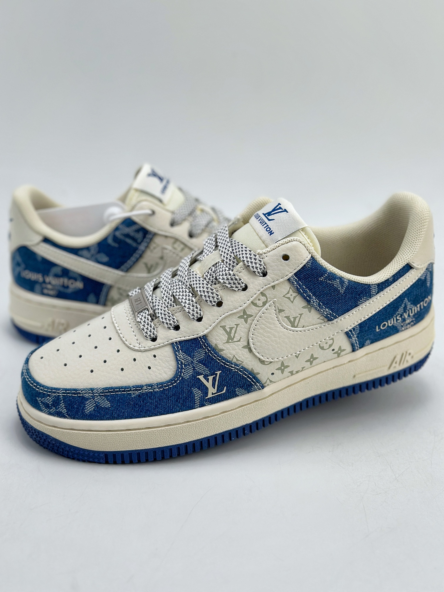 200 Nike Air Force 1 Low 07 x Louis Vuitton 白蓝牛仔 DD8686-400