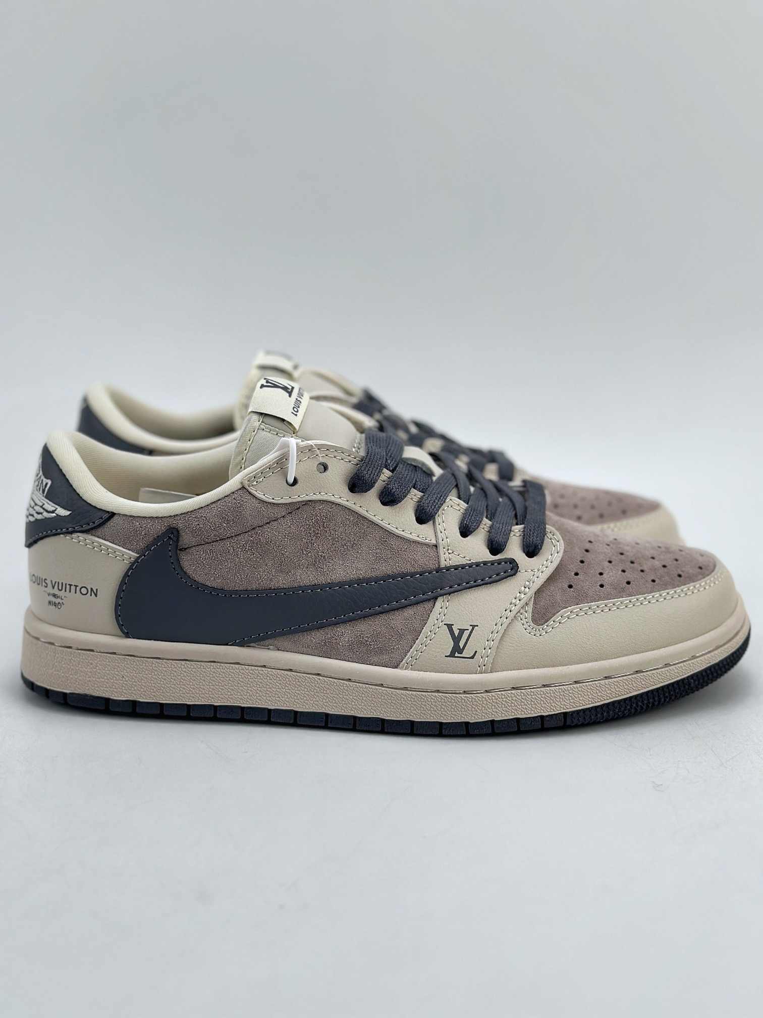 280 Travis Scott x Nike Air Jordan 1 Low x Louis Vuitton Air Jordan 1 Low 反转翻毛灰棕倒钩 LX1988-102