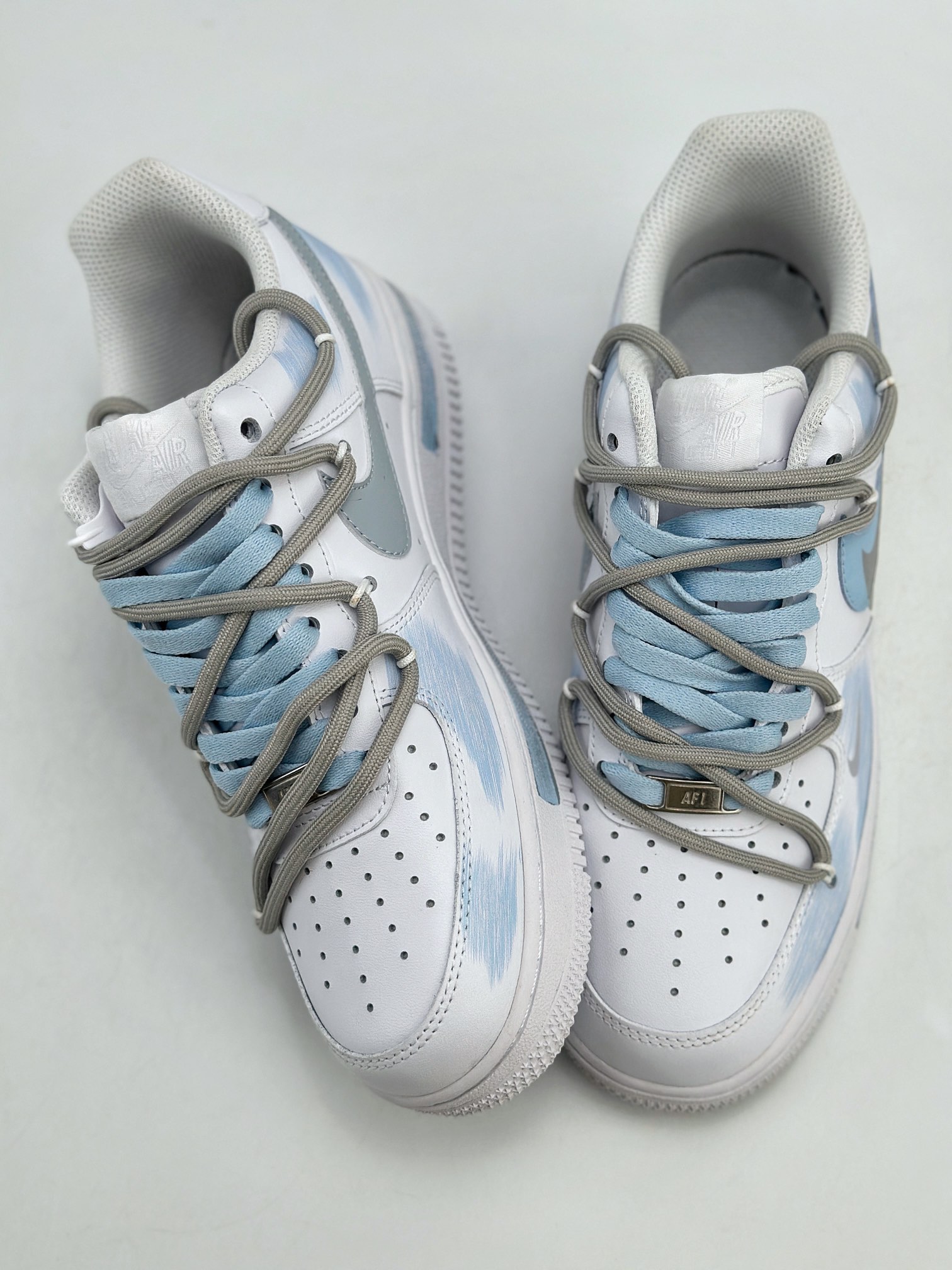 260 Nike Air Force 1 Low 07 手绘 断裂三钩 白蓝灰 ZH0316-020