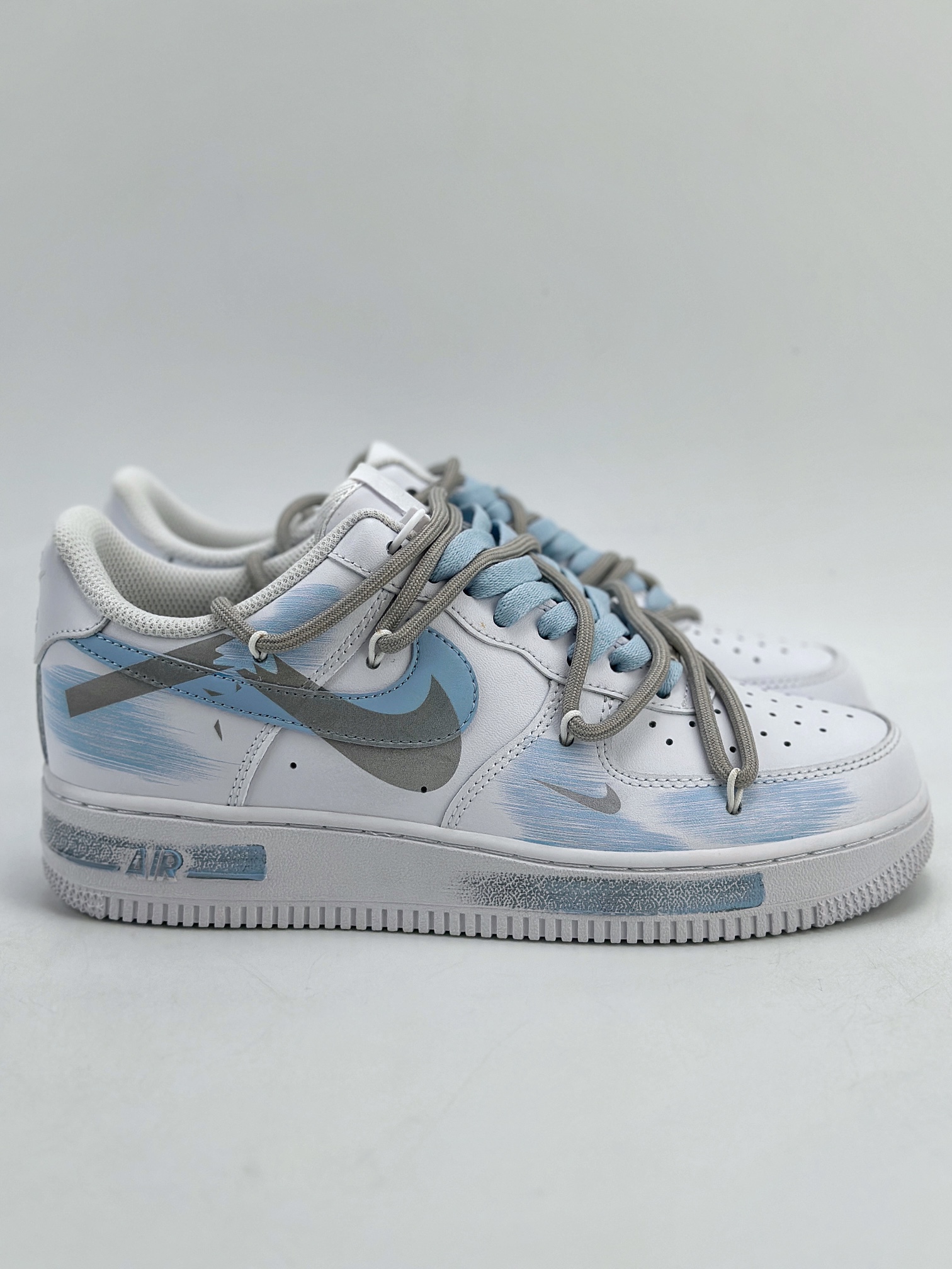 260 Nike Air Force 1 Low 07 手绘 断裂三钩 白蓝灰 ZH0316-020