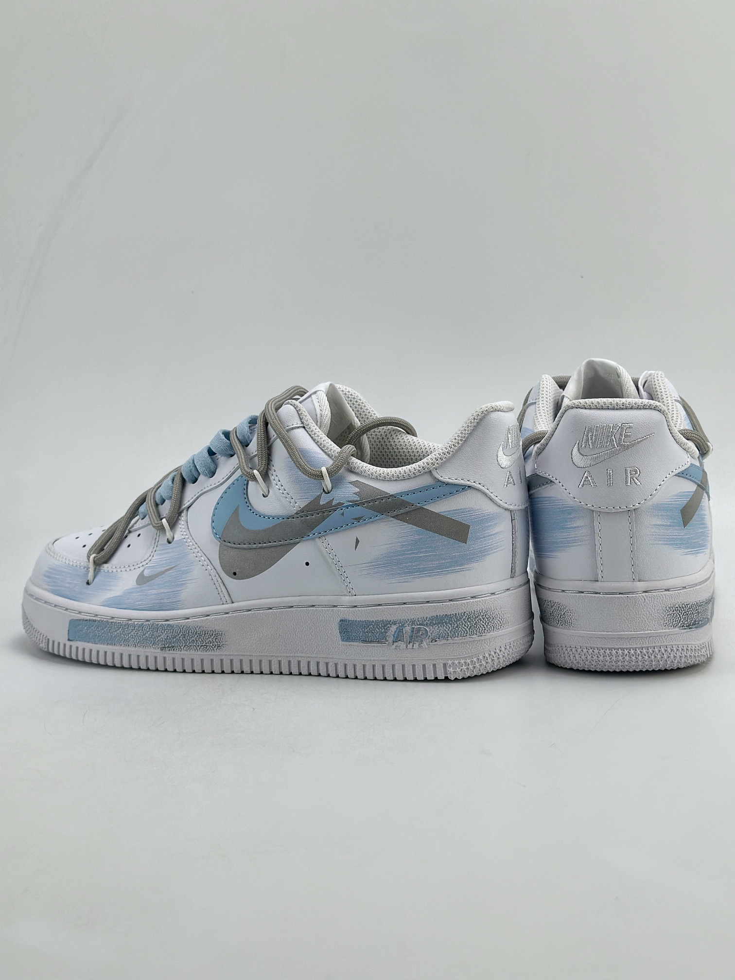 260 Nike Air Force 1 Low 07 手绘 断裂三钩 白蓝灰 ZH0316-020