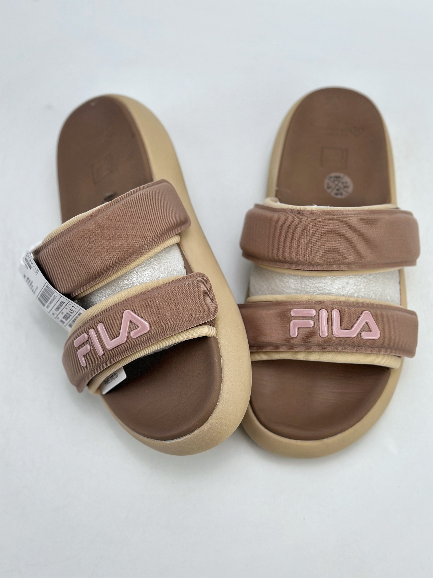 130 Fila Dount 摩登系列 棕黄 甜甜圈魔术贴运动沙滩拖鞋 F12W421505FBS