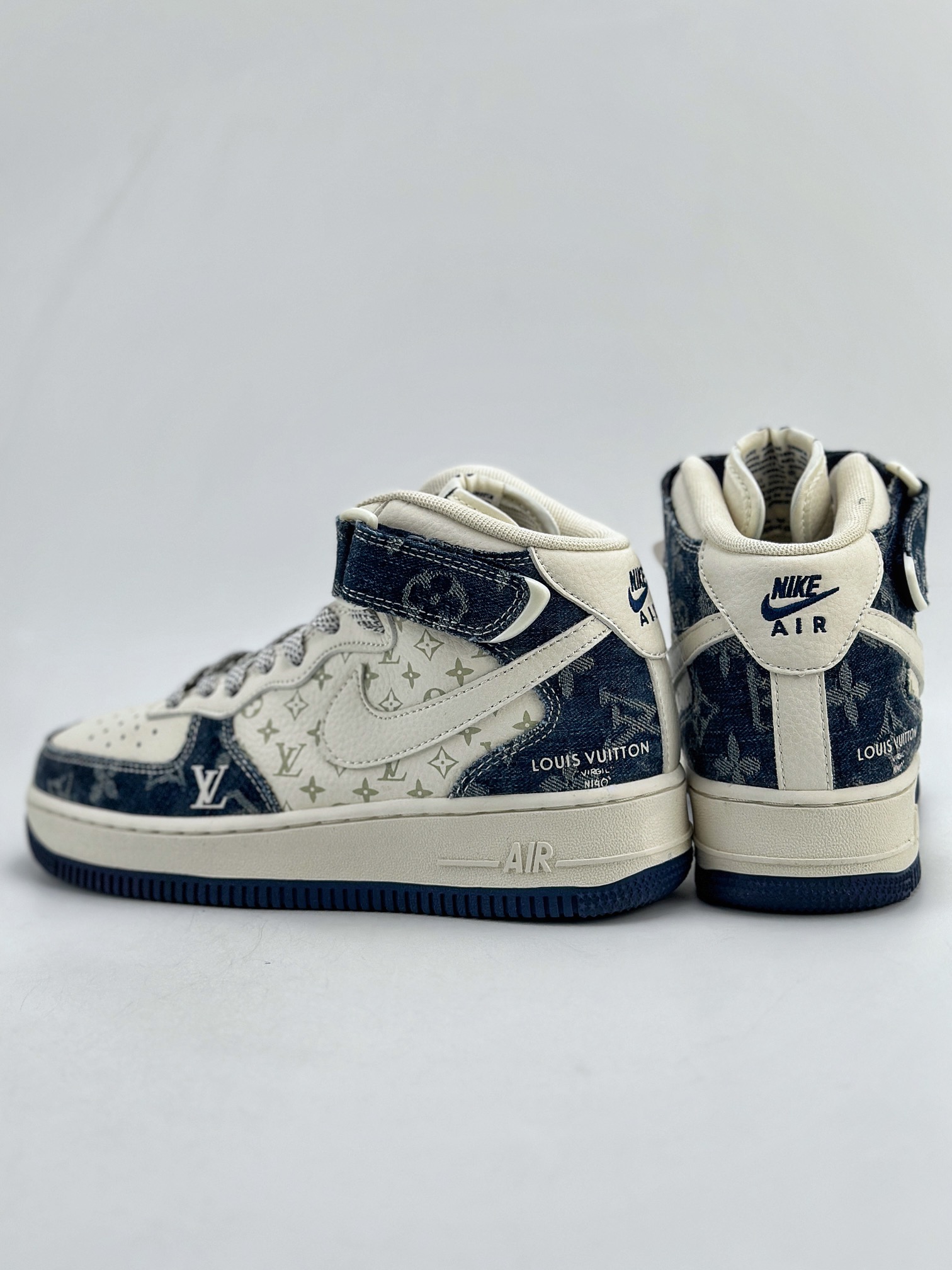 240 Nike Air Force 1 Mid 07 x Louis Vuitton 白牛仔蓝 DQ7688-200