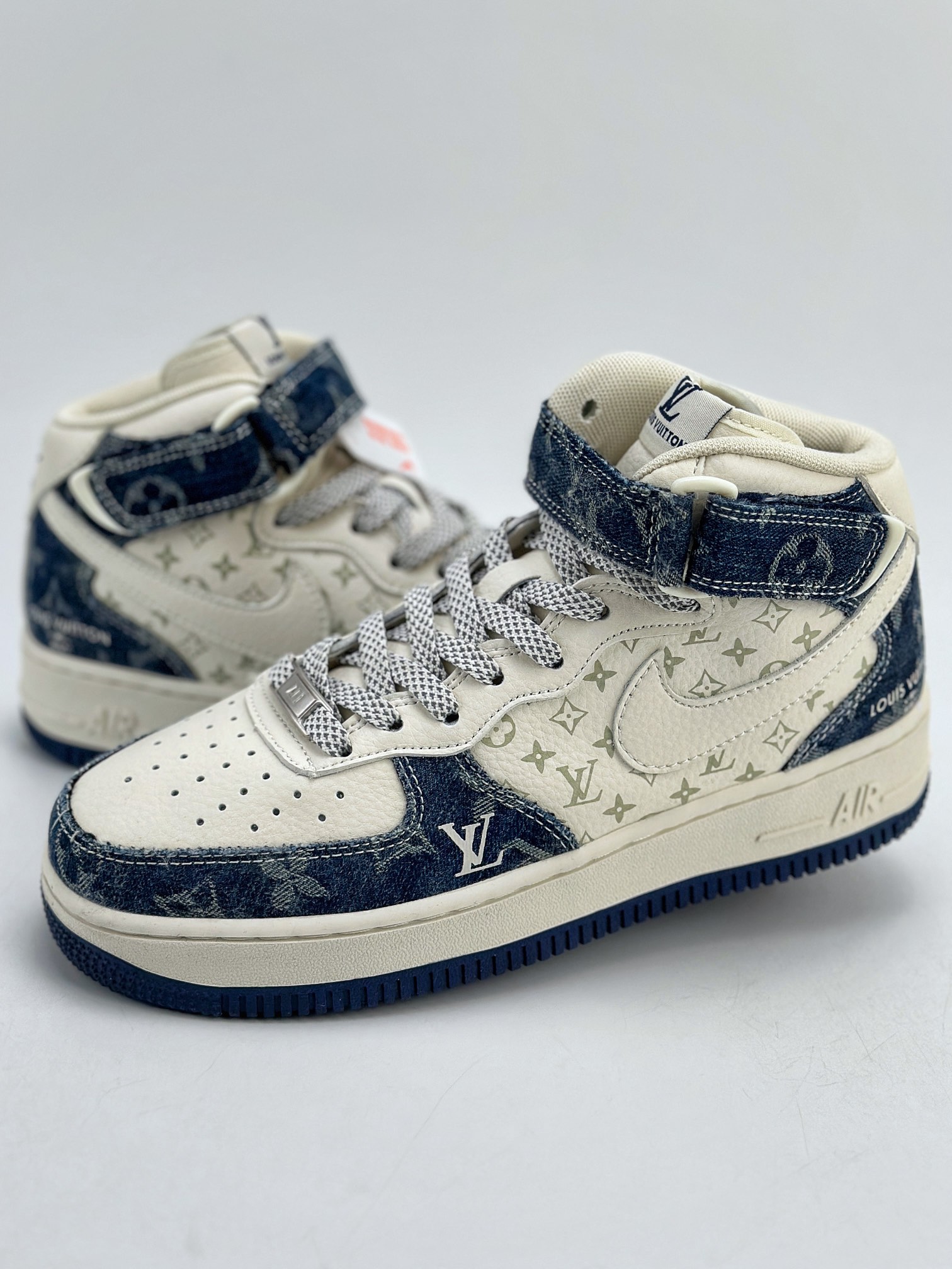 240 Nike Air Force 1 Mid 07 x Louis Vuitton 白牛仔蓝 DQ7688-200