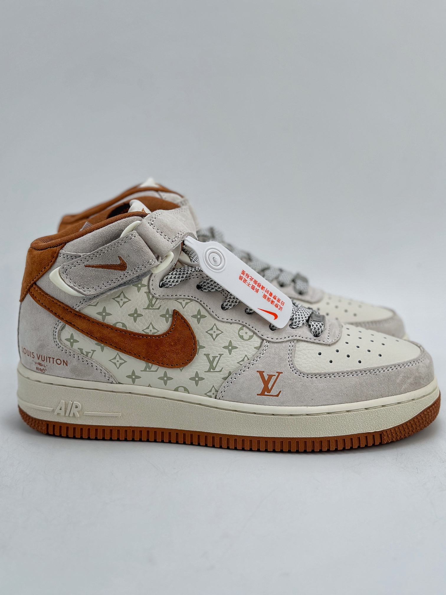 Nike Air Force 1 Mid 07 x Louis Vuitton 白棕印花  DQ7688-400