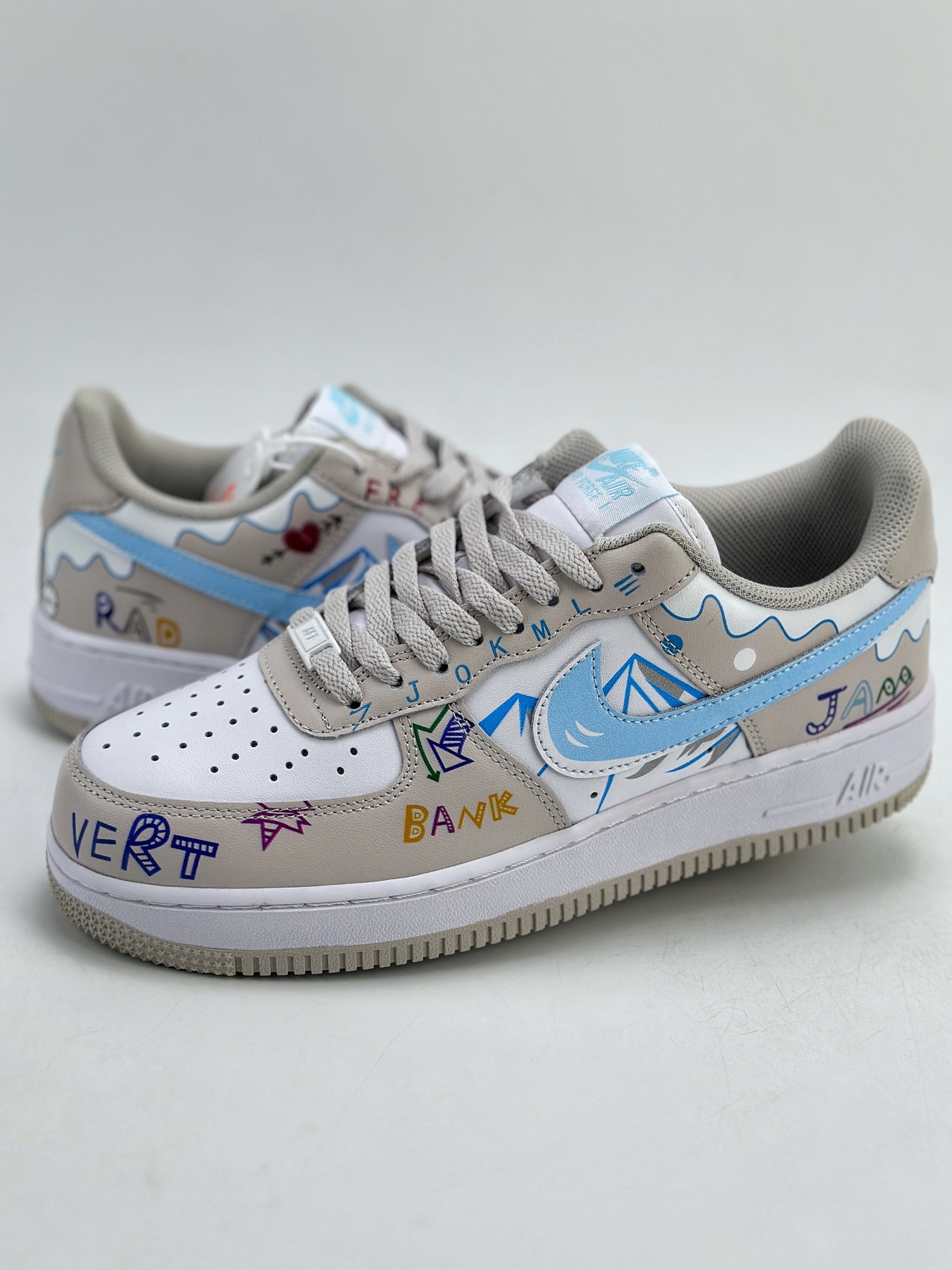 Nike Air Force 1 Low 07 手绘 喷绘 涂鸦雪山 白灰蓝  CW2288-219