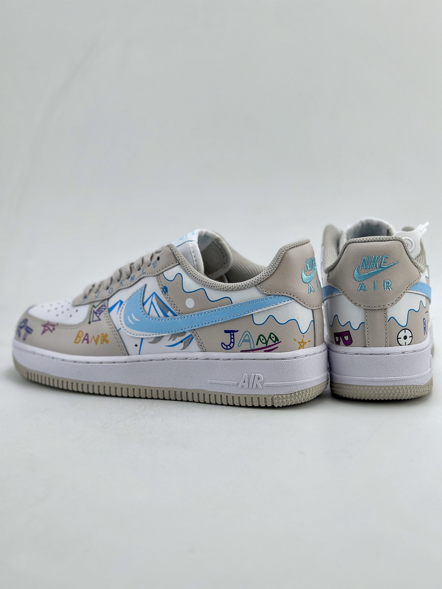 Nike Air Force 1 Low 07 手绘 喷绘 涂鸦雪山 白灰蓝  CW2288-219