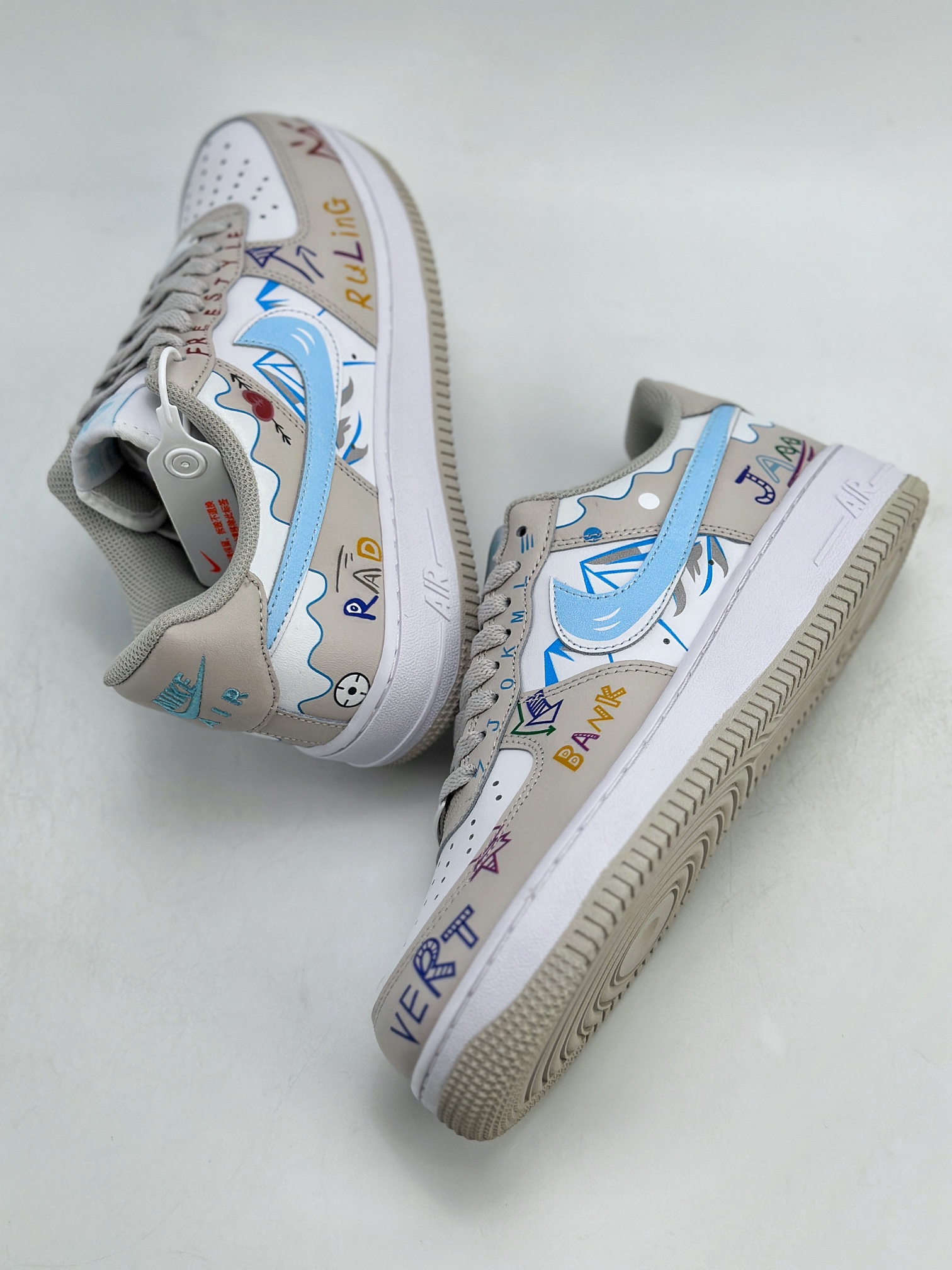 Nike Air Force 1 Low 07 手绘 喷绘 涂鸦雪山 白灰蓝  CW2288-219