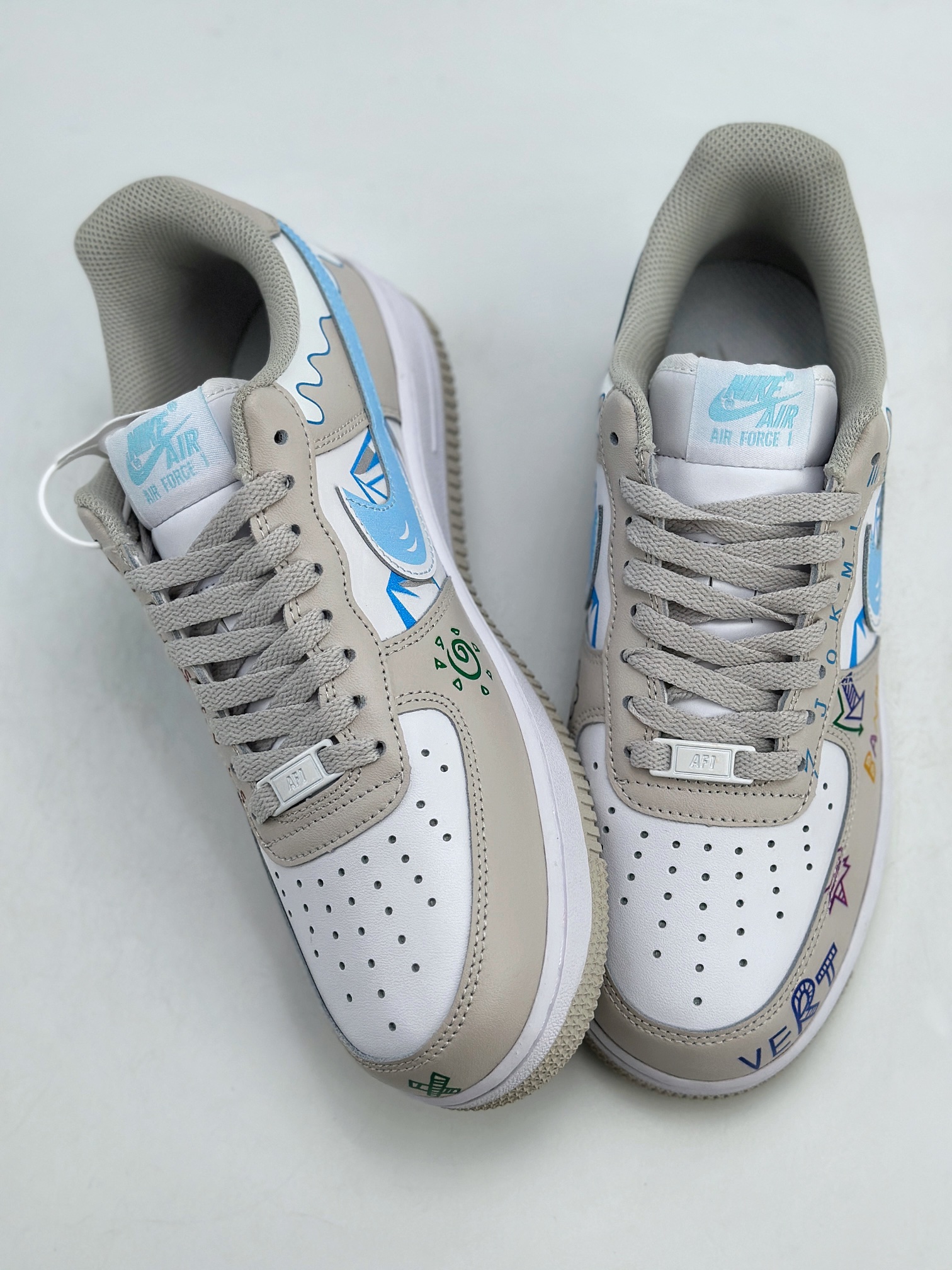 Nike Air Force 1 Low 07 手绘 喷绘 涂鸦雪山 白灰蓝  CW2288-219