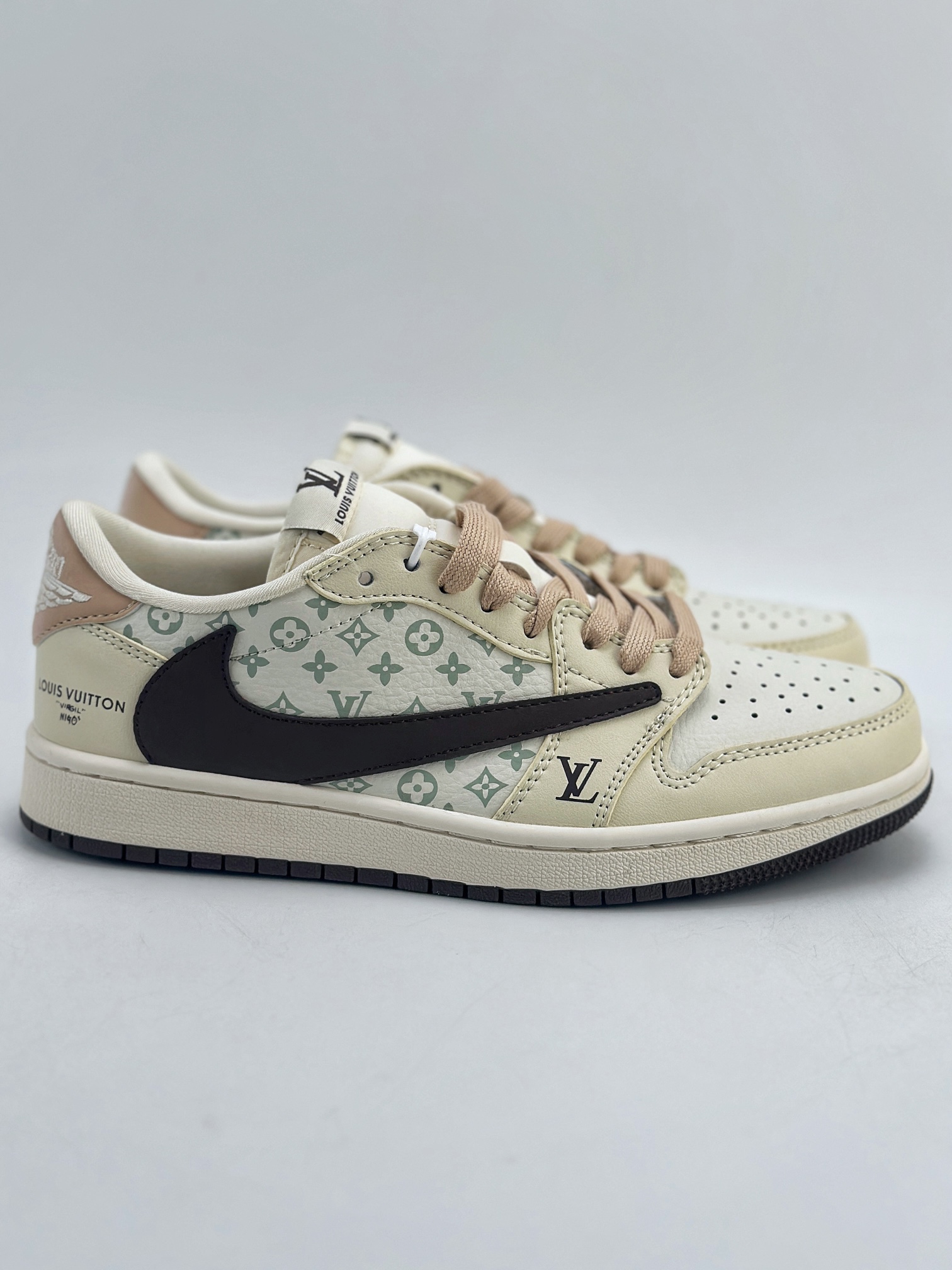 Travis Scott x Nike Air Jordan 1 Low x Louis Vuitton 三方联名 Air Jordan 1 Low 反转棕黄倒钩  LJ5188-006