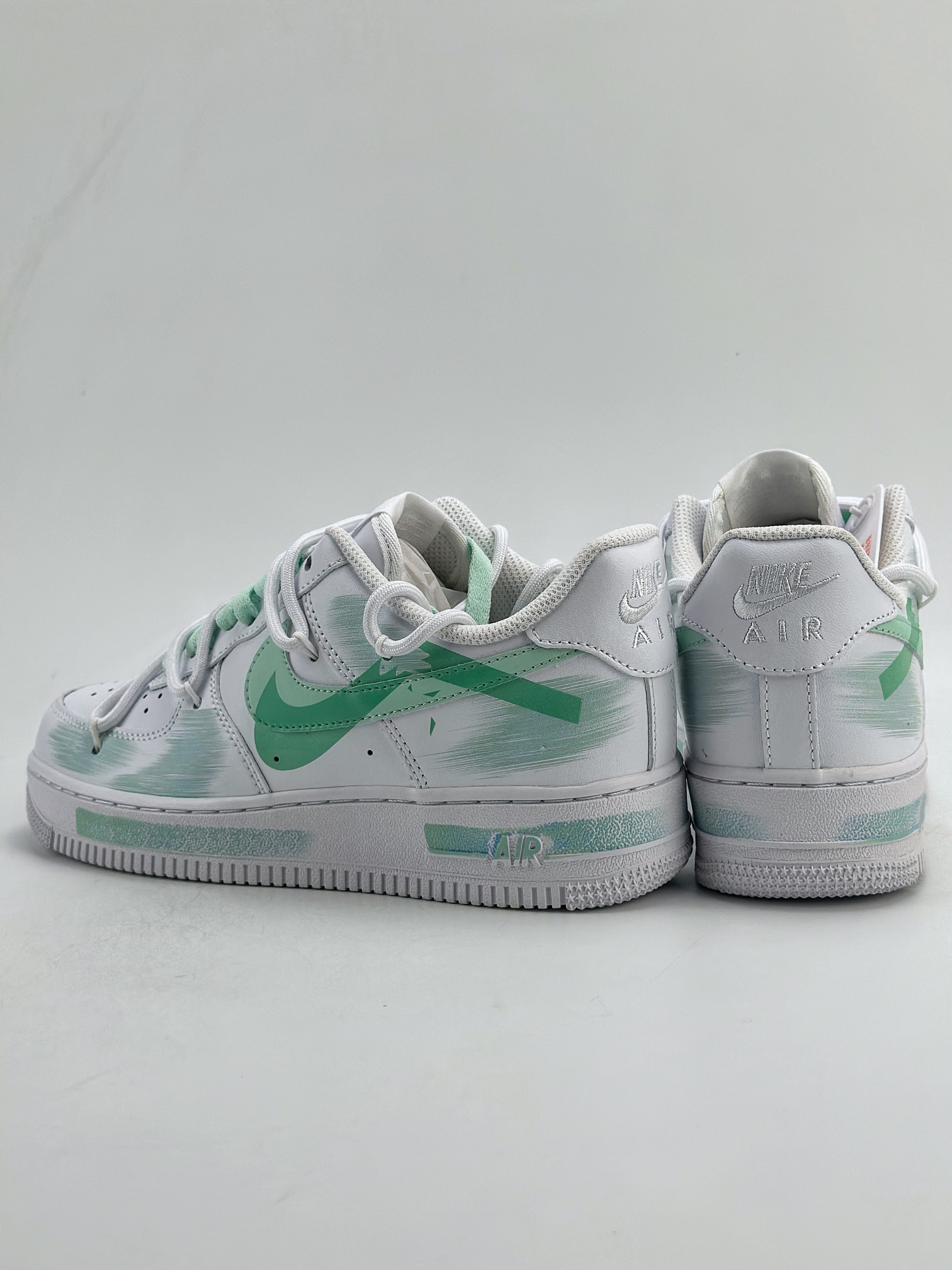 Nike Air Force 1 Low 07 手绘 断裂三钩 白绿  ZH0316-023