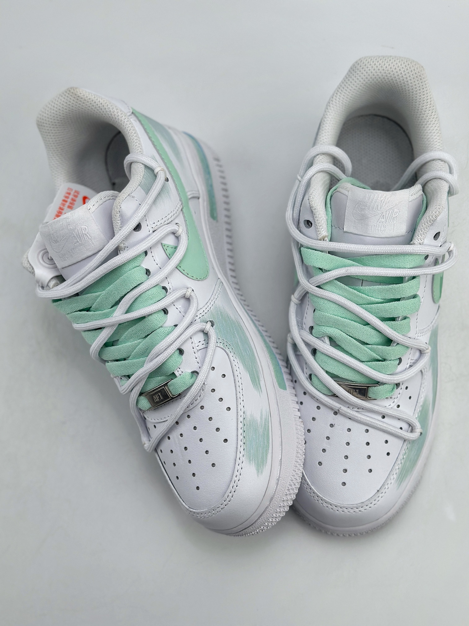 Nike Air Force 1 Low 07 手绘 断裂三钩 白绿  ZH0316-023