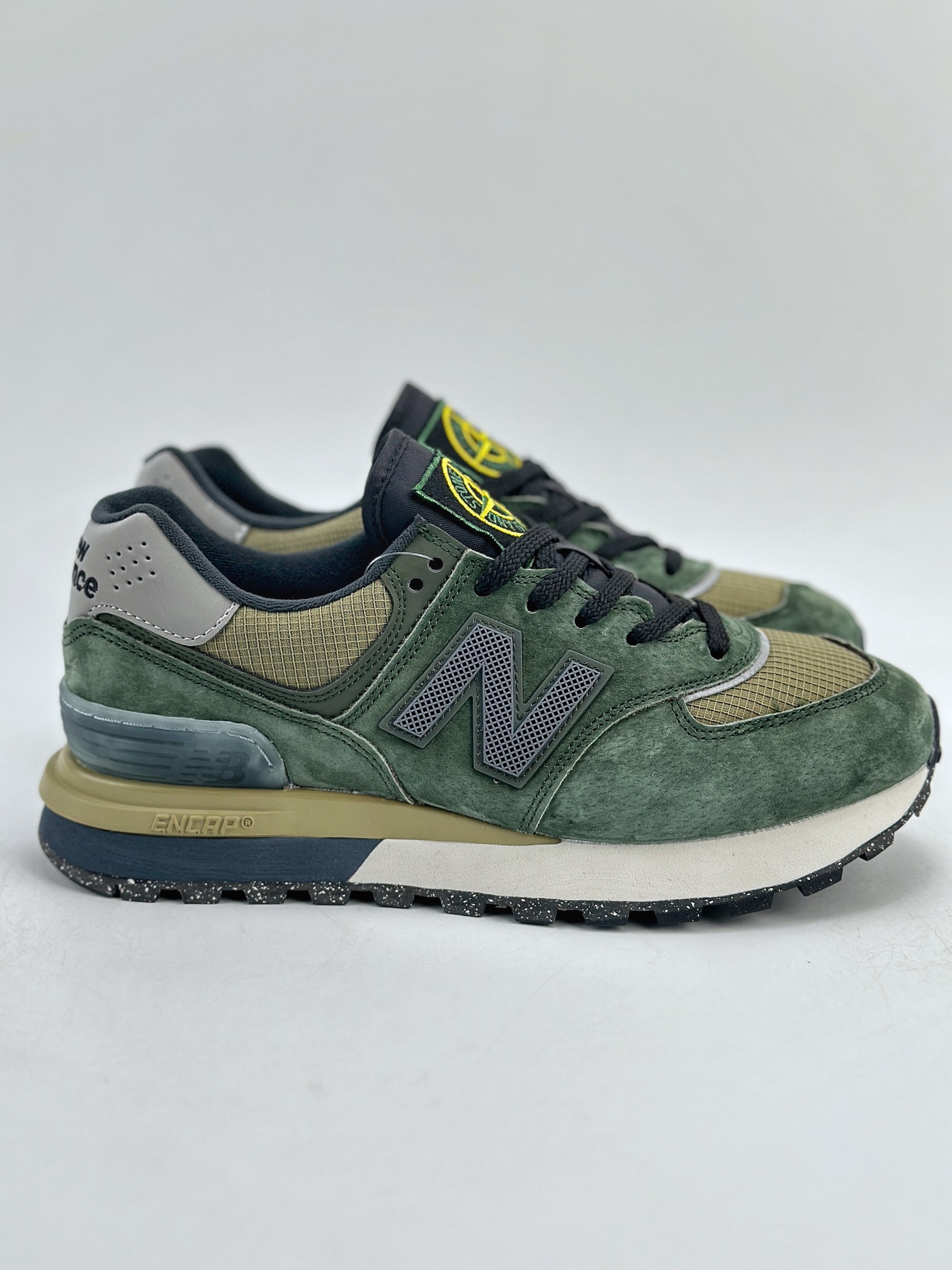 NB新百伦New Balance U574 x Stone Island 石头岛联名 黑绿低帮复古休闲运动慢跑鞋  U574LGIL