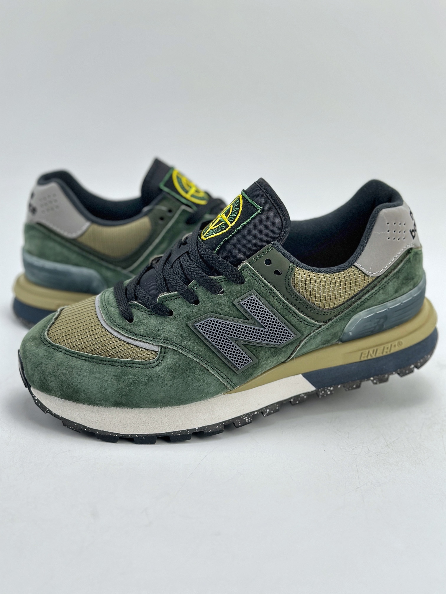 NB新百伦New Balance U574 x Stone Island 石头岛联名 黑绿低帮复古休闲运动慢跑鞋  U574LGIL