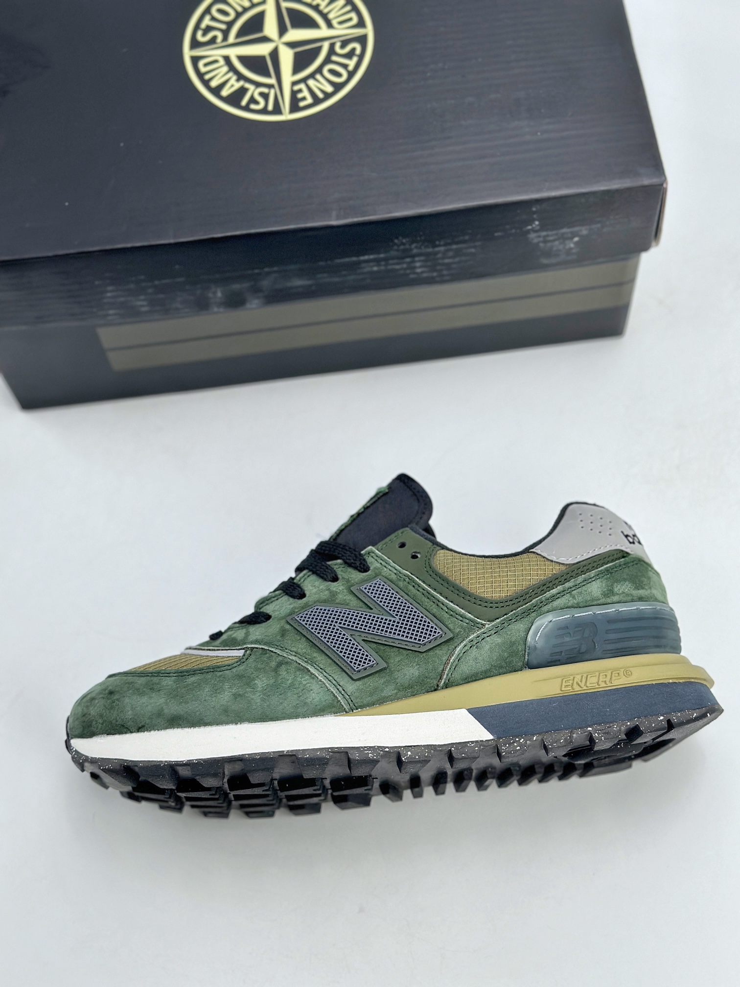 NB新百伦New Balance U574 x Stone Island 石头岛联名 黑绿低帮复古休闲运动慢跑鞋  U574LGIL