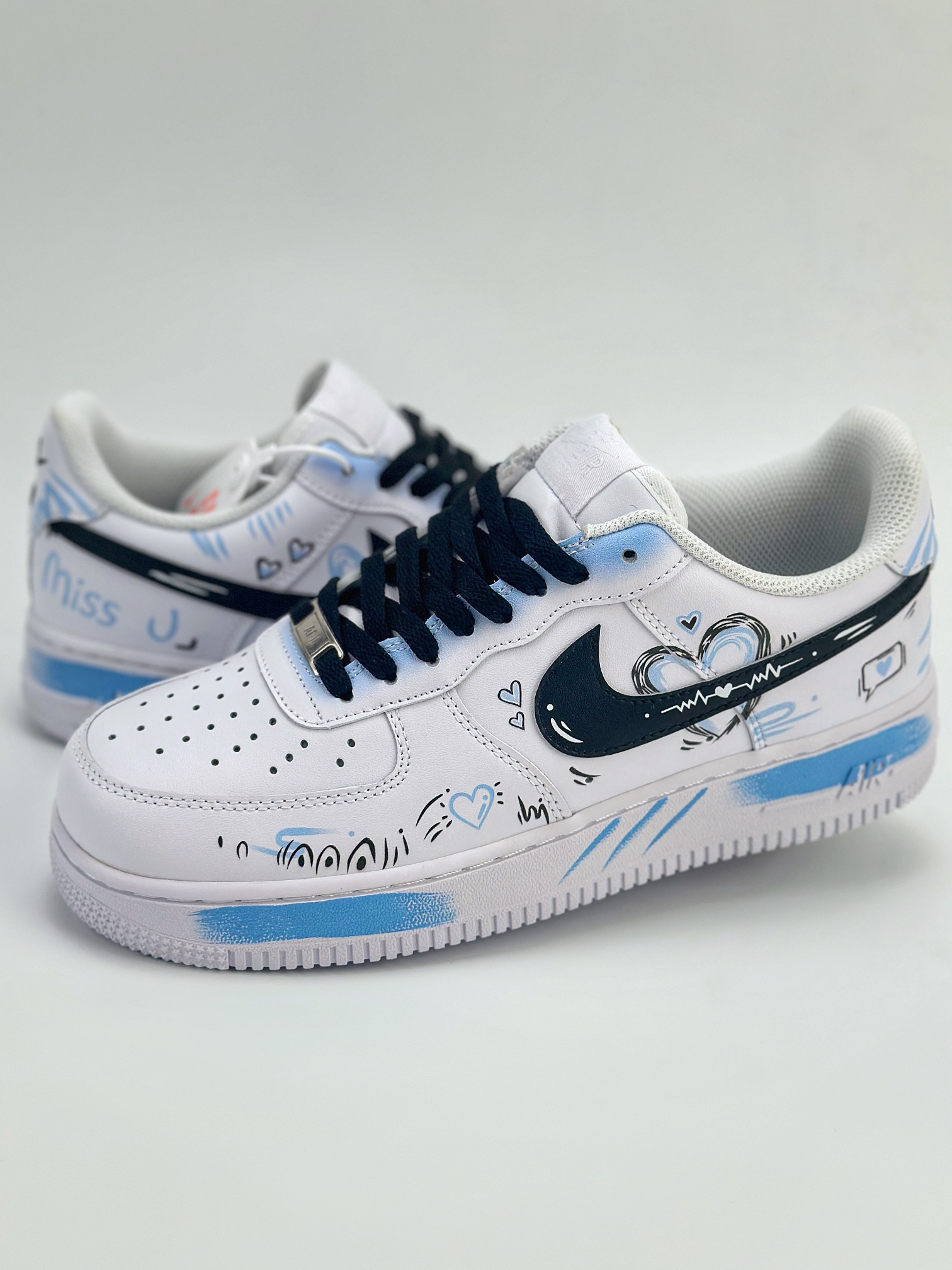 Nike Air Force 1 Low 07 定制涂鸦白蓝