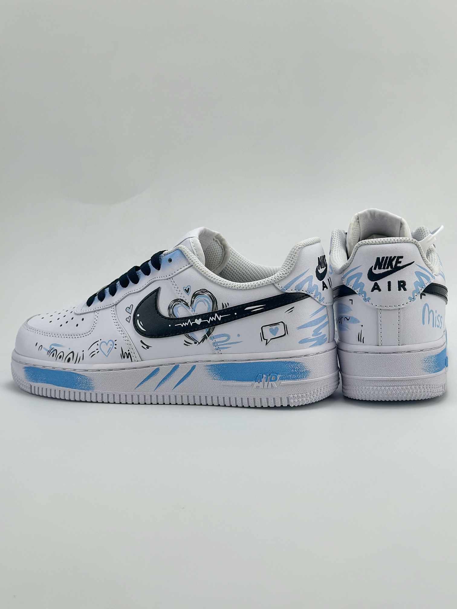 Nike Air Force 1 Low 07 定制涂鸦白蓝