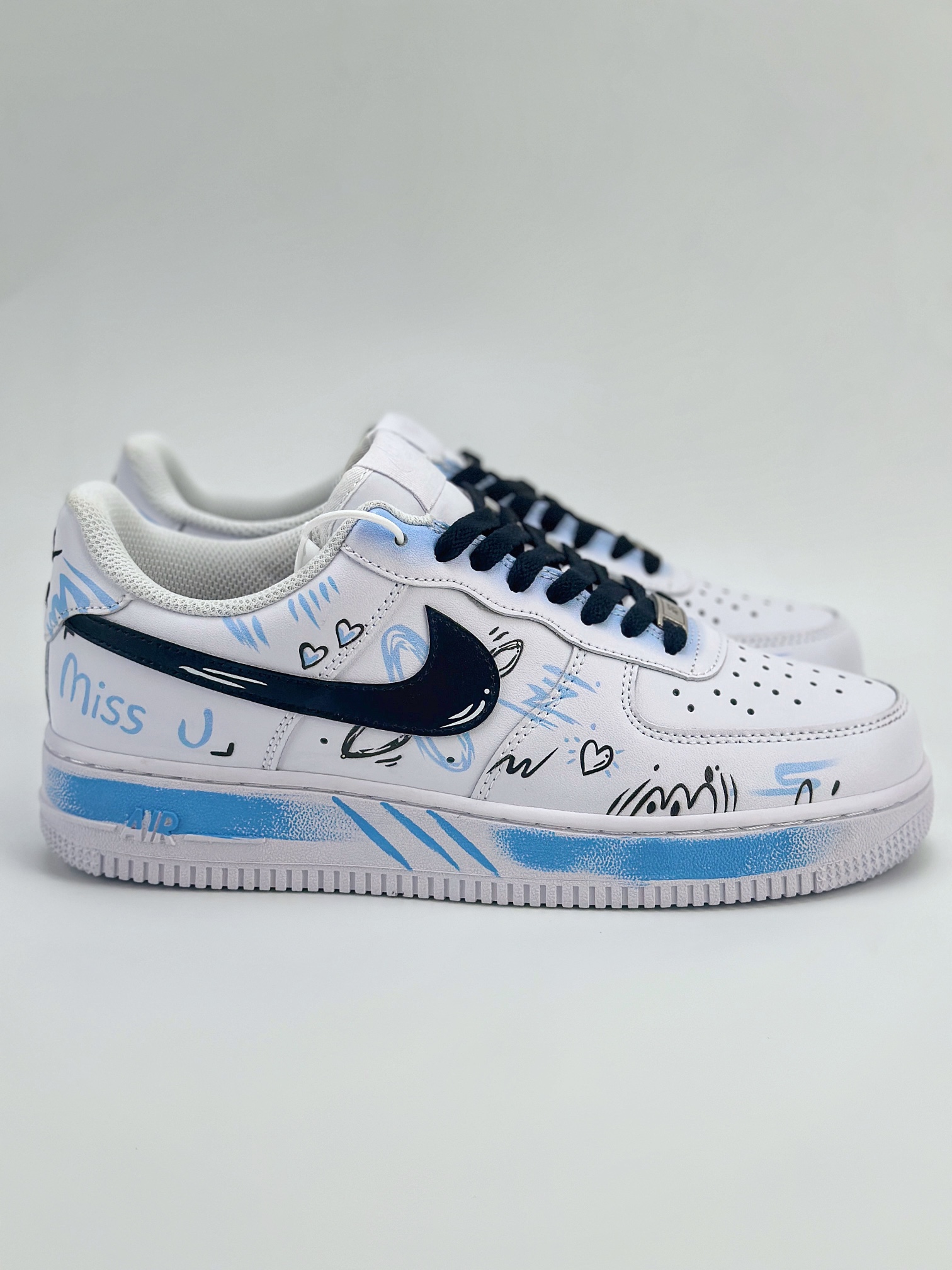 Nike Air Force 1 Low 07 定制涂鸦白蓝