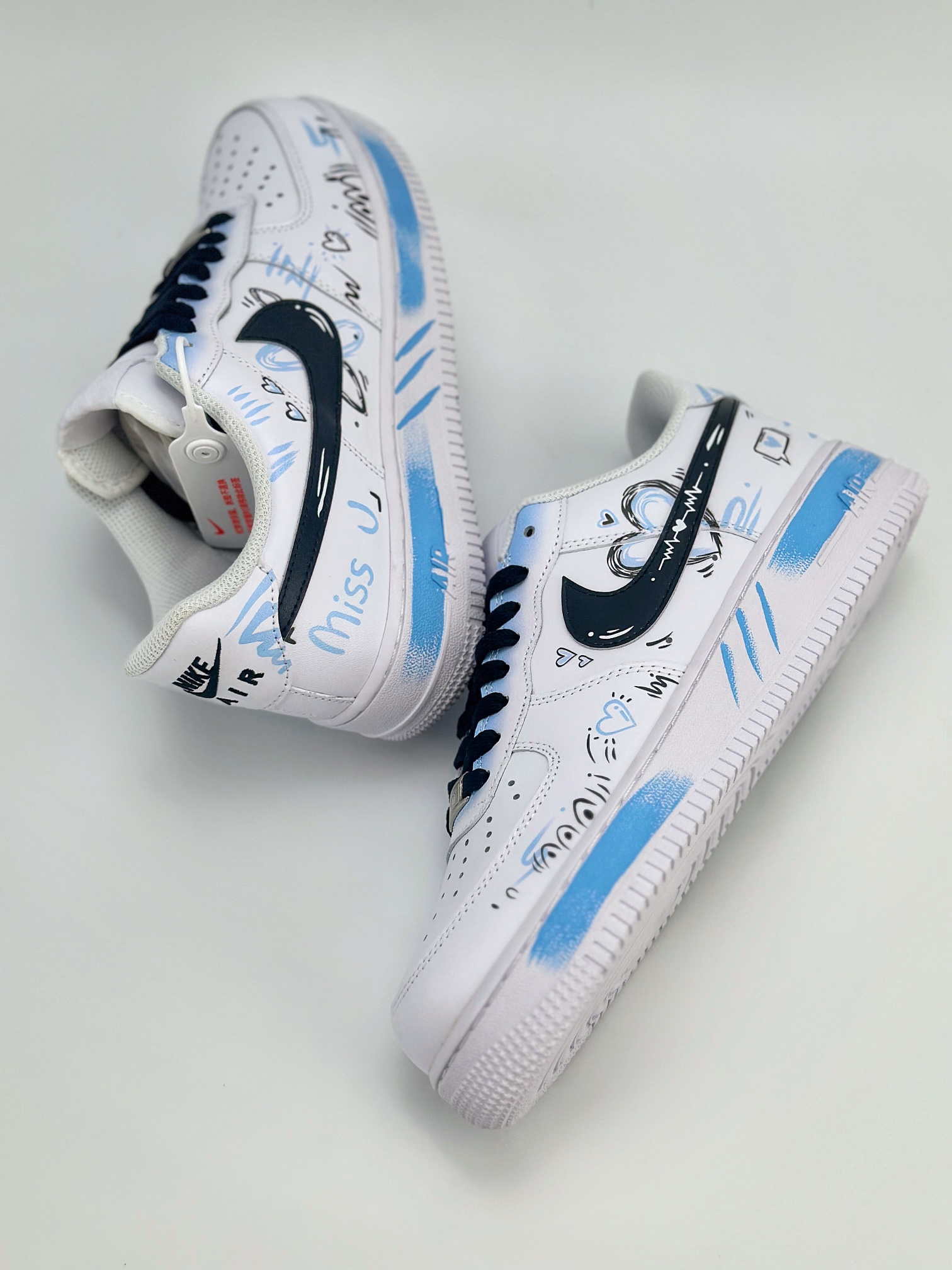 Nike Air Force 1 Low 07 定制涂鸦白蓝