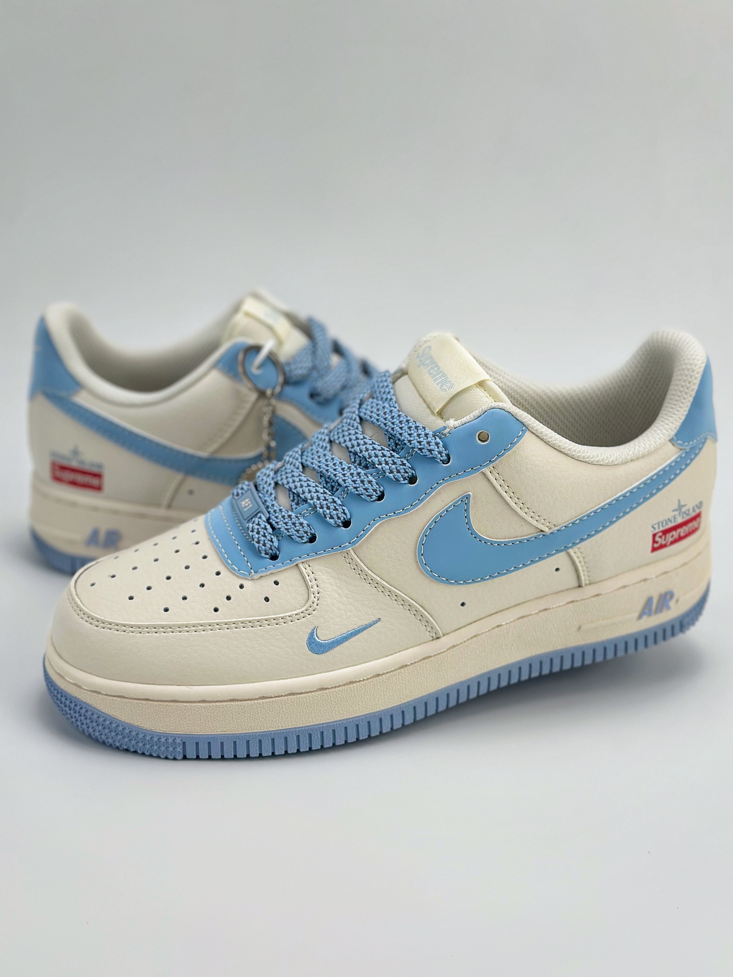 Nike Air Force 1 Low 07 x Supreme x Stone Island 米白天蓝满天星 BB9599-205