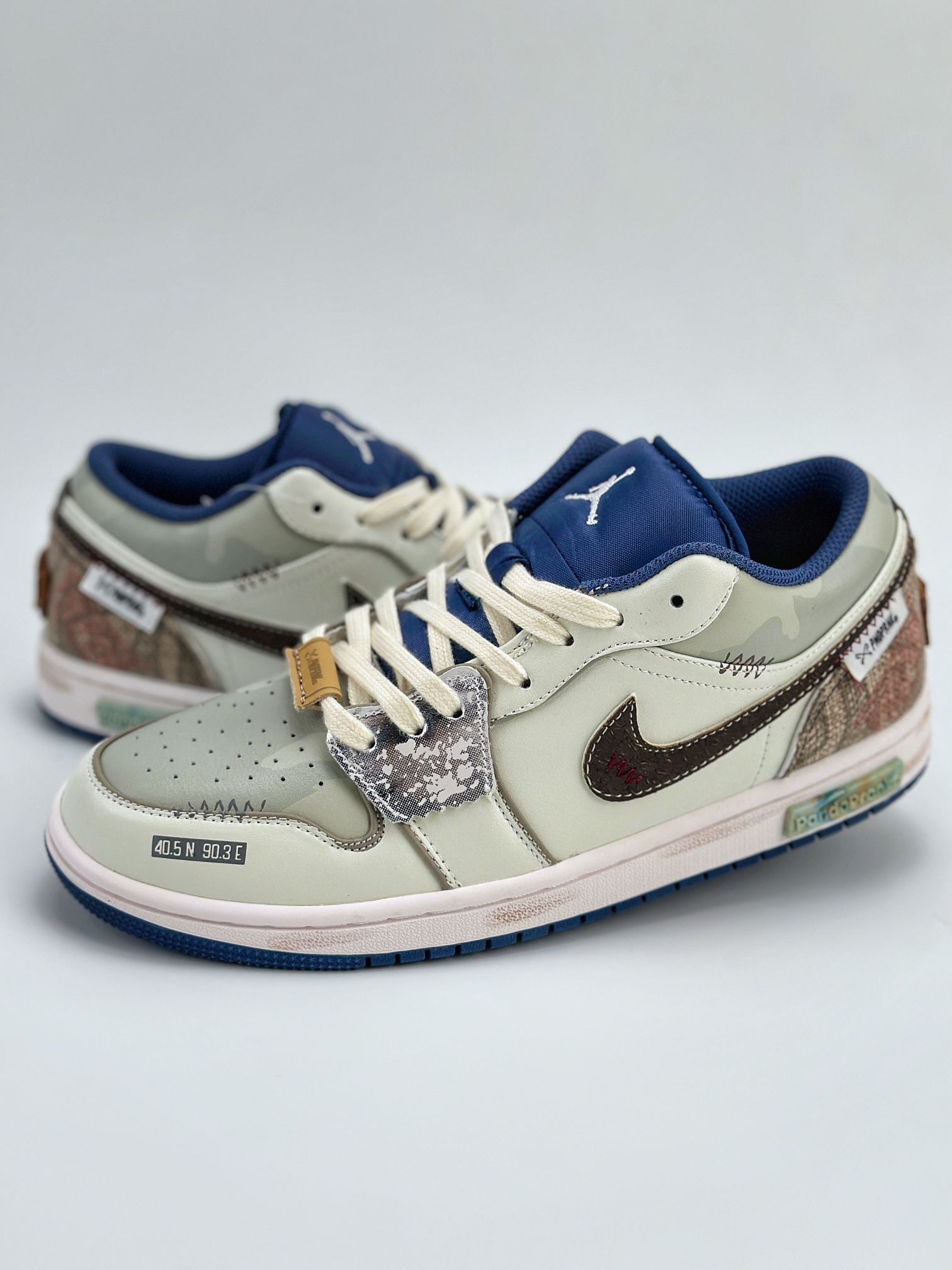 Air Jordan 1 Low 熊猫恶作剧 航海时代 踏浪 蓝白棕 553559-414