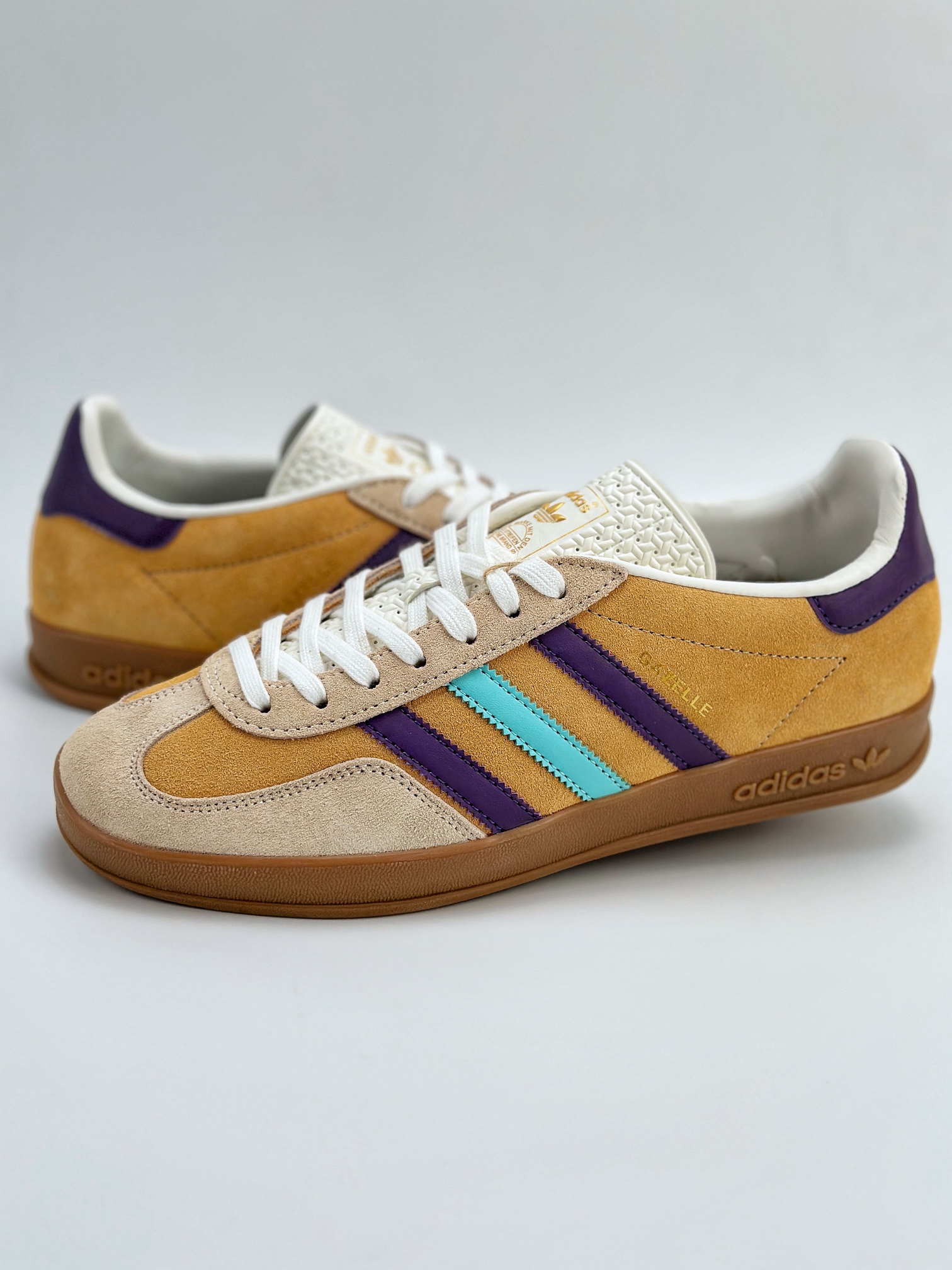 adidas Originals Gazelle INdoor 棕篮紫 三叶草休闲防滑耐磨低帮板鞋 IG1636