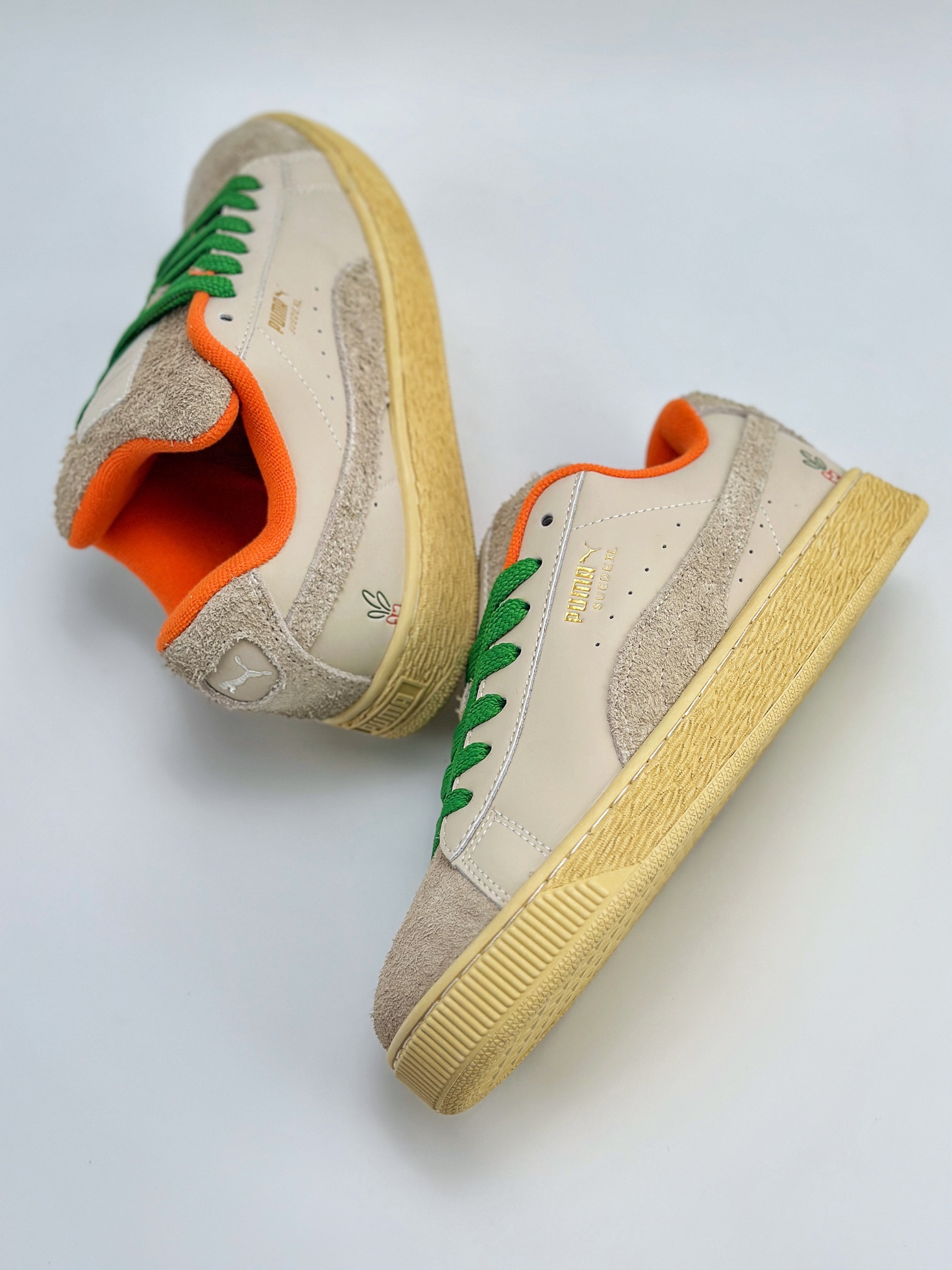 PUMA Suede XL x CARROTS 米绿色 百搭单品 厚鞋舌轻便防滑低帮板鞋 398081-01