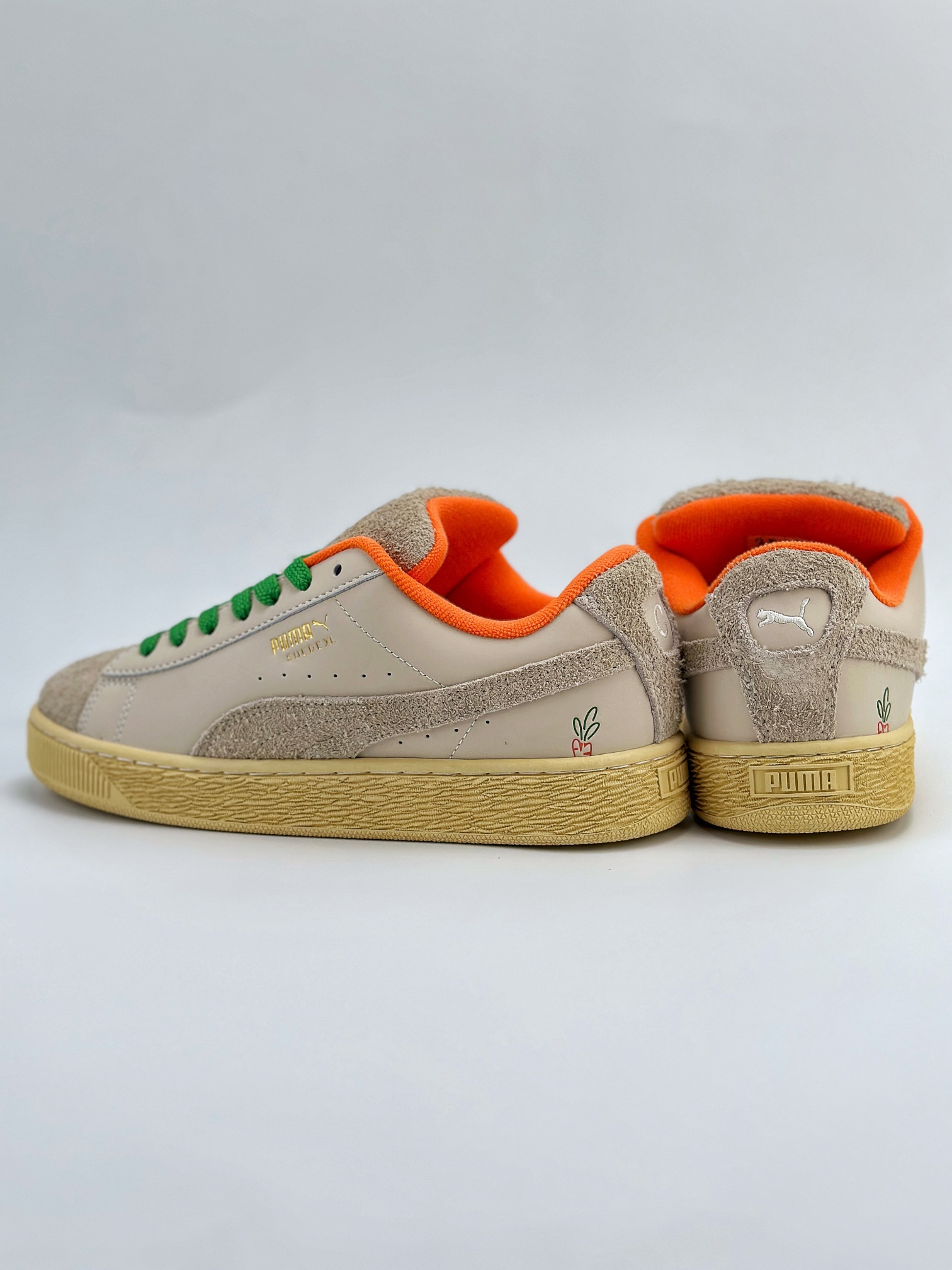 PUMA Suede XL x CARROTS 米绿色 百搭单品 厚鞋舌轻便防滑低帮板鞋 398081-01