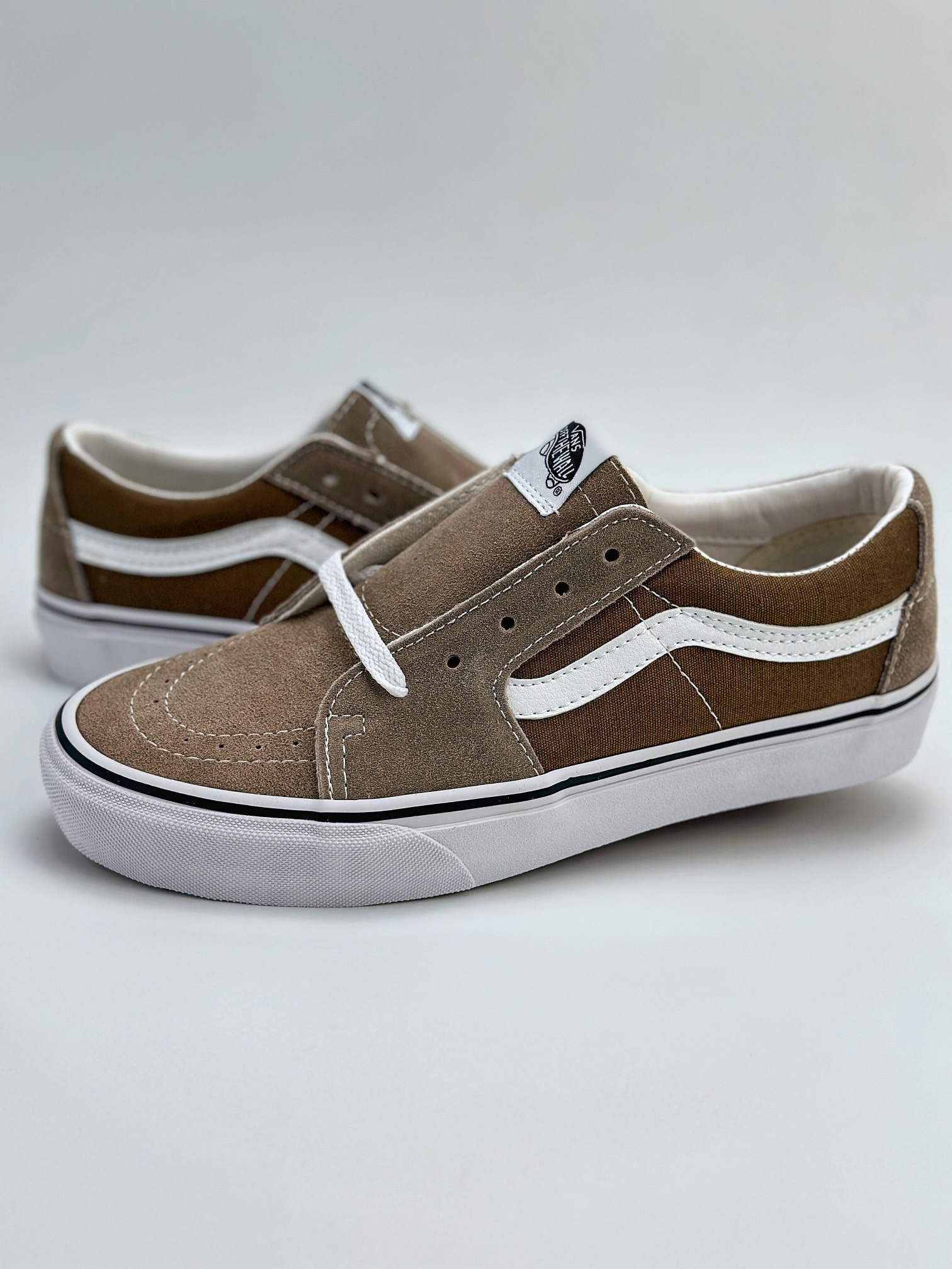 Vans SK8-Low 质感绿棕拼色 范斯官方 全新一代复古撞色 低帮硫化休闲帆布鞋